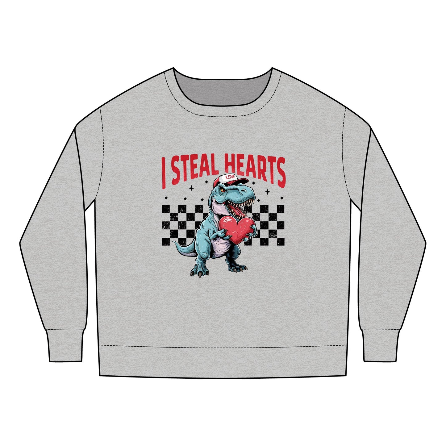 Dinosaur Toddler Sweatshirt, T Rex I Steal Hearts, Cute Kids Sweatshirt, Funny Children's Clothing, Heart Stealer Jumper, Valentine's Day