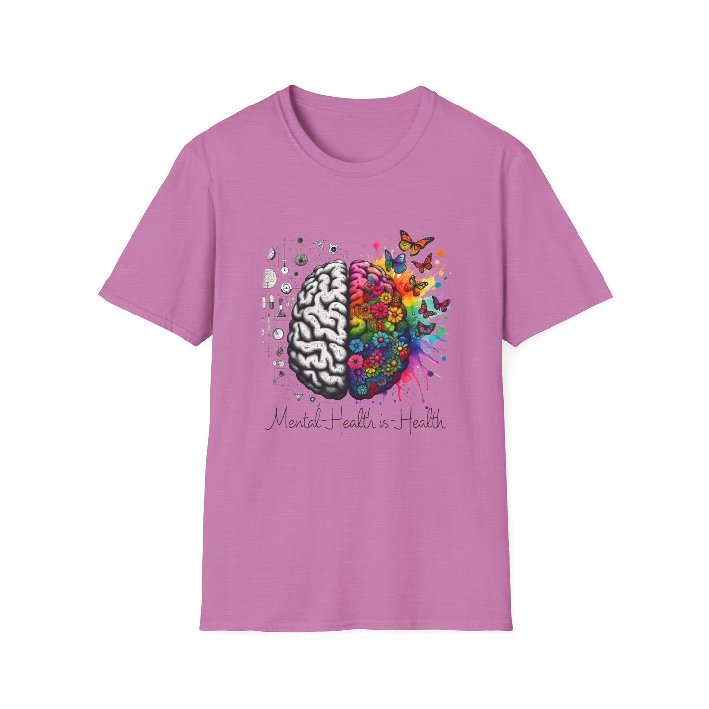 Mental Health is Health T-Shirt, Unisex Softstyle Tee, Positive Vibes, Mental Health Awareness, Gift for Friends, Self-Care Apparel,