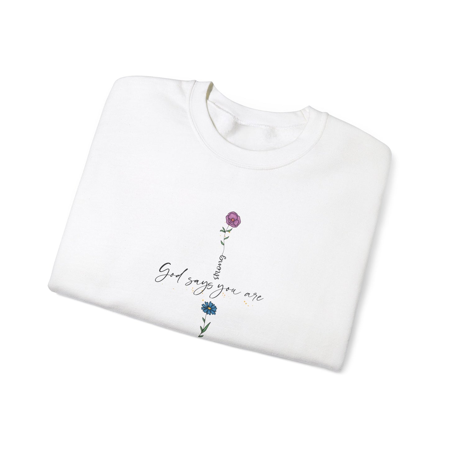 Cross Flowers Unisex Sweatshirt, Religious Lover Gift, Forgiveness Strength Shirt, Flower Buff Apparel, Unique Precious Sweater