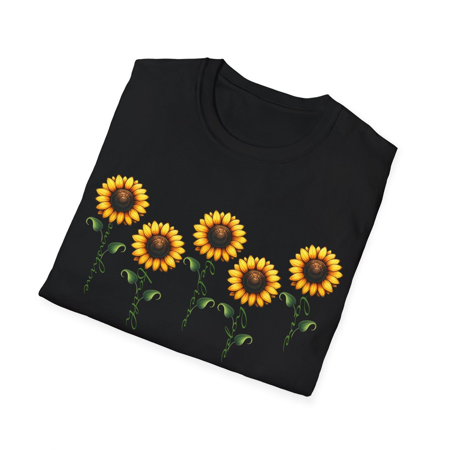 Sunflower Garden Unisex Softstyle T-Shirt, Floral Tee, Nature Lover Gift, Summer Apparel, Boho Aesthetic