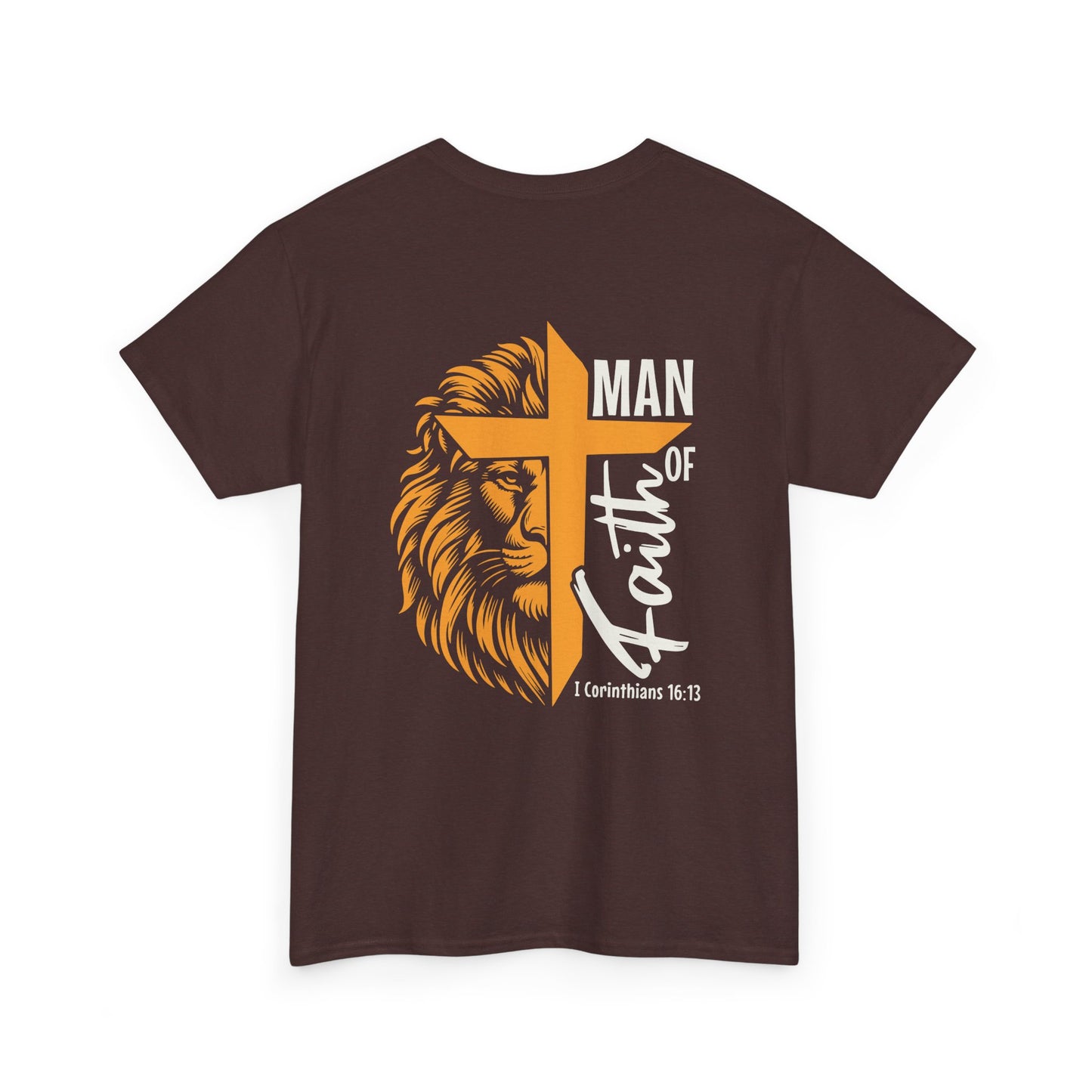 Faith-Inspired Unisex Heavy Cotton Tee, Christian Apparel, Lion and Cross Design, Gift for Him, Spiritual Wear, Everyday Comfort, Casual