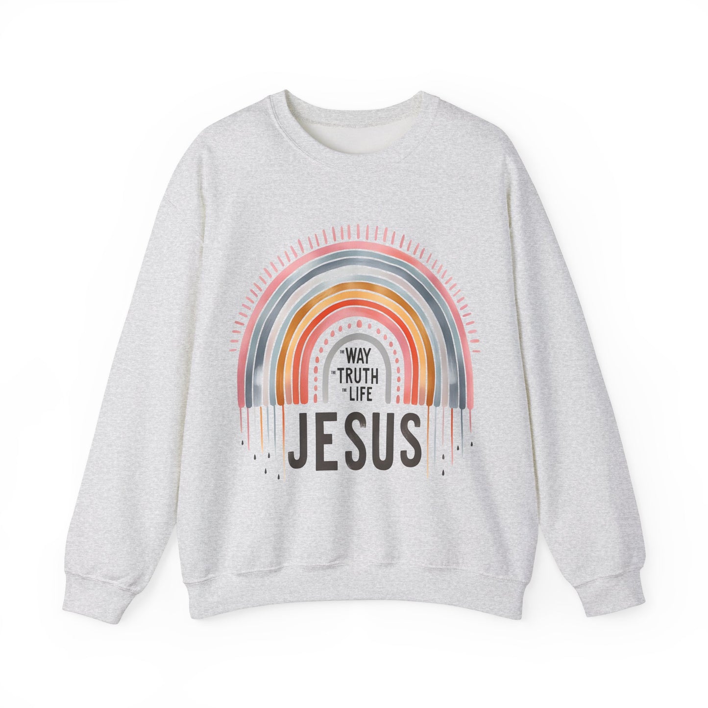 Jesus Rainbow Sweatshirt, Cozy Unisex Crewneck, Christian Apparel, Faith Sweatshirt, Gift for Believers, Inspirational Fashion