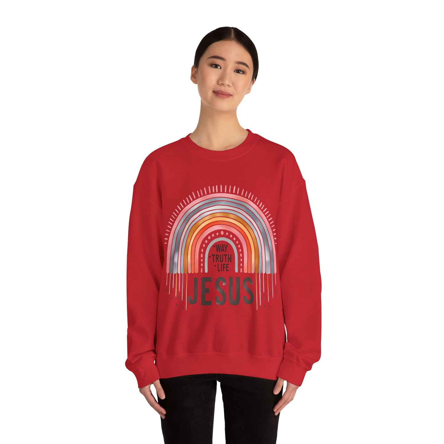 Jesus Rainbow Sweatshirt, Cozy Unisex Crewneck, Christian Apparel, Faith Sweatshirt, Gift for Believers, Inspirational Fashion