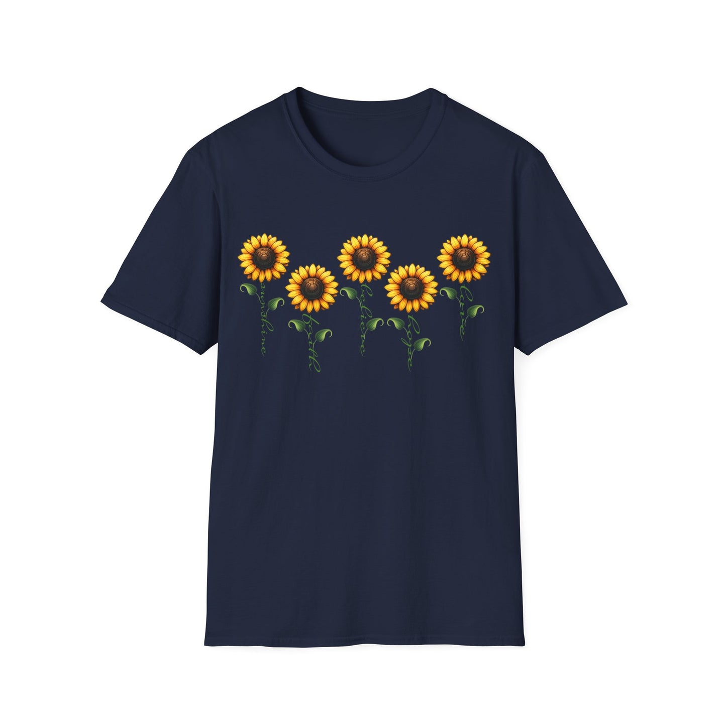 Sunflower Garden Unisex Softstyle T-Shirt, Floral Tee, Nature Lover Gift, Summer Apparel, Boho Aesthetic