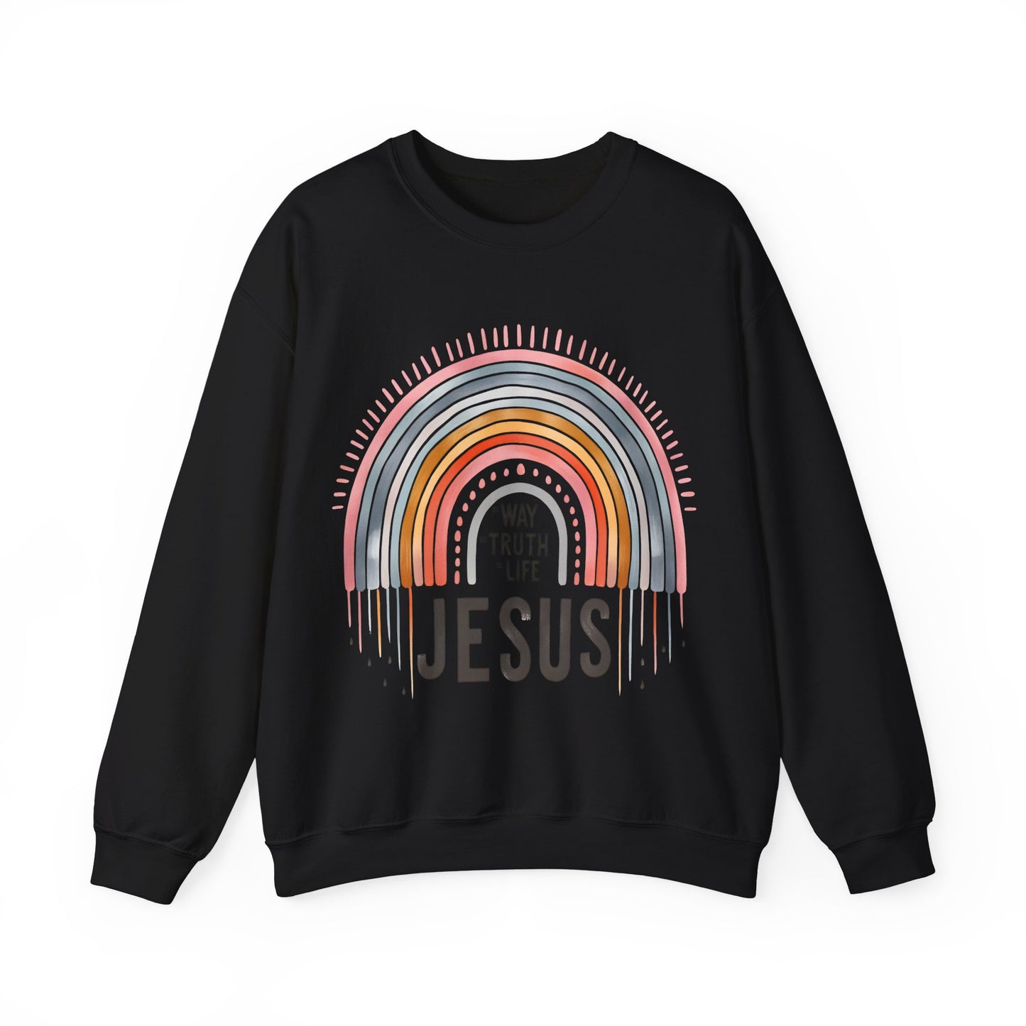 Jesus Rainbow Sweatshirt, Cozy Unisex Crewneck, Christian Apparel, Faith Sweatshirt, Gift for Believers, Inspirational Fashion