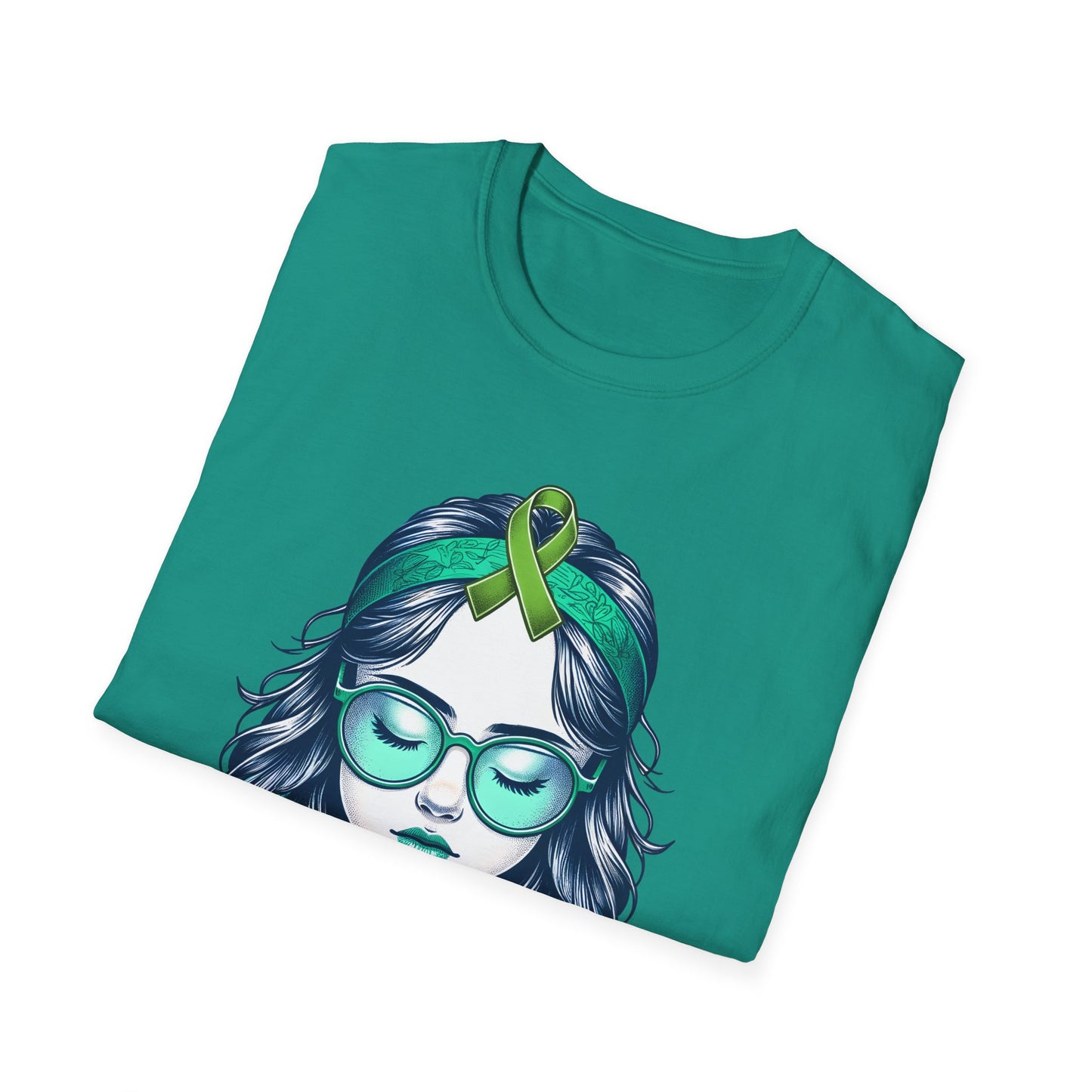 Empowered Green Hair T-Shirt | Unisex Softstyle Tee for Empowerment, Cancer Awareness, Mental Health Warrior