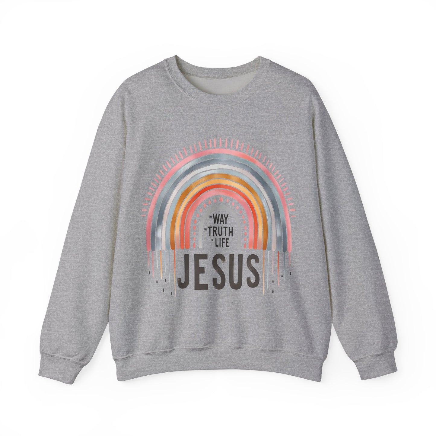 Jesus Rainbow Sweatshirt, Cozy Unisex Crewneck, Christian Apparel, Faith Sweatshirt, Gift for Believers, Inspirational Fashion