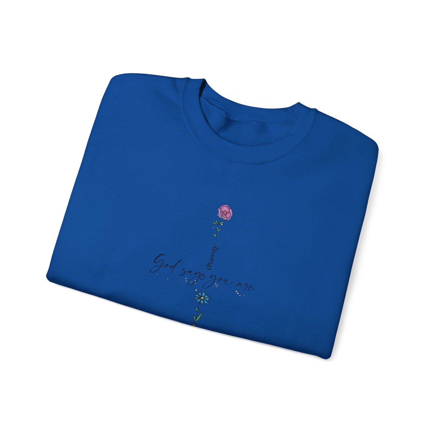 Cross Flowers Unisex Sweatshirt, Religious Lover Gift, Forgiveness Strength Shirt, Flower Buff Apparel, Unique Precious Sweater