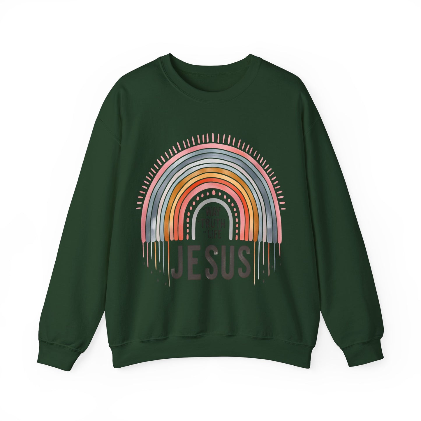Jesus Rainbow Sweatshirt, Cozy Unisex Crewneck, Christian Apparel, Faith Sweatshirt, Gift for Believers, Inspirational Fashion