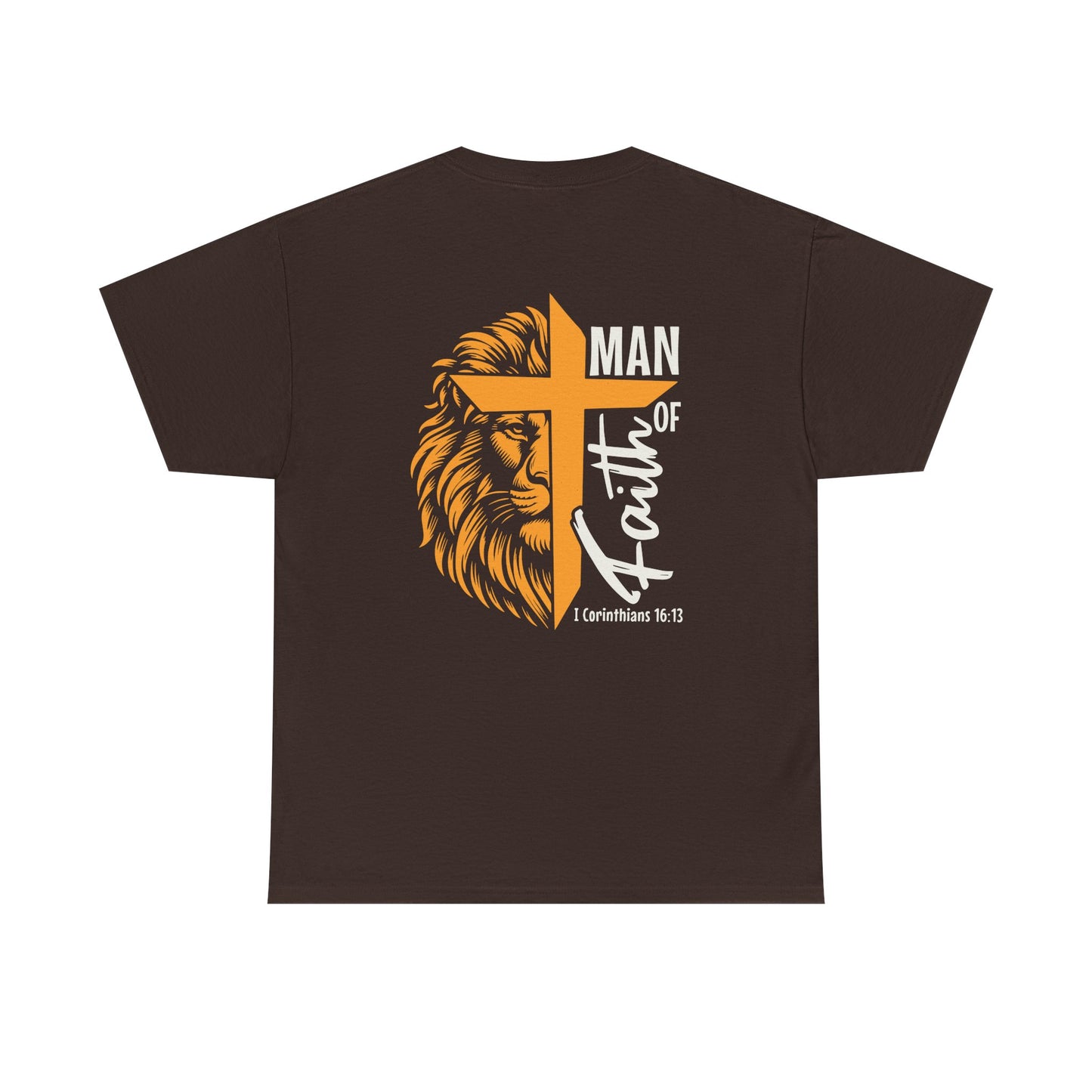 Faith-Inspired Unisex Heavy Cotton Tee, Christian Apparel, Lion and Cross Design, Gift for Him, Spiritual Wear, Everyday Comfort, Casual