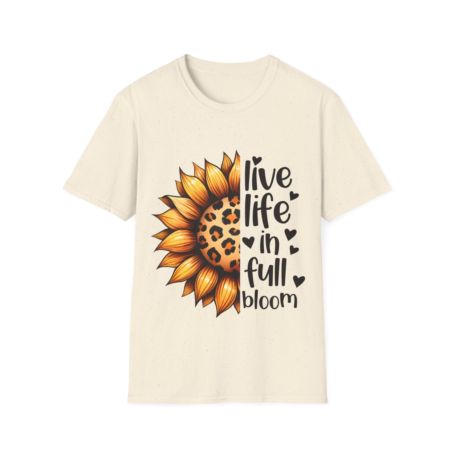 Live Life in Full Bloom Sunflower Tee, Unisex Softstyle T-Shirt, Floral Graphic Shirt, Gift for Nature Lovers, Spring/Summer Fashion,