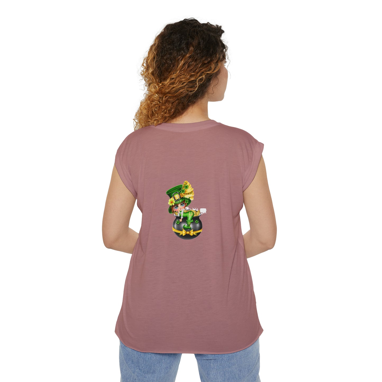 St. Patricks Day Women’s Flowy Rolled Cuffs Muscle Tee