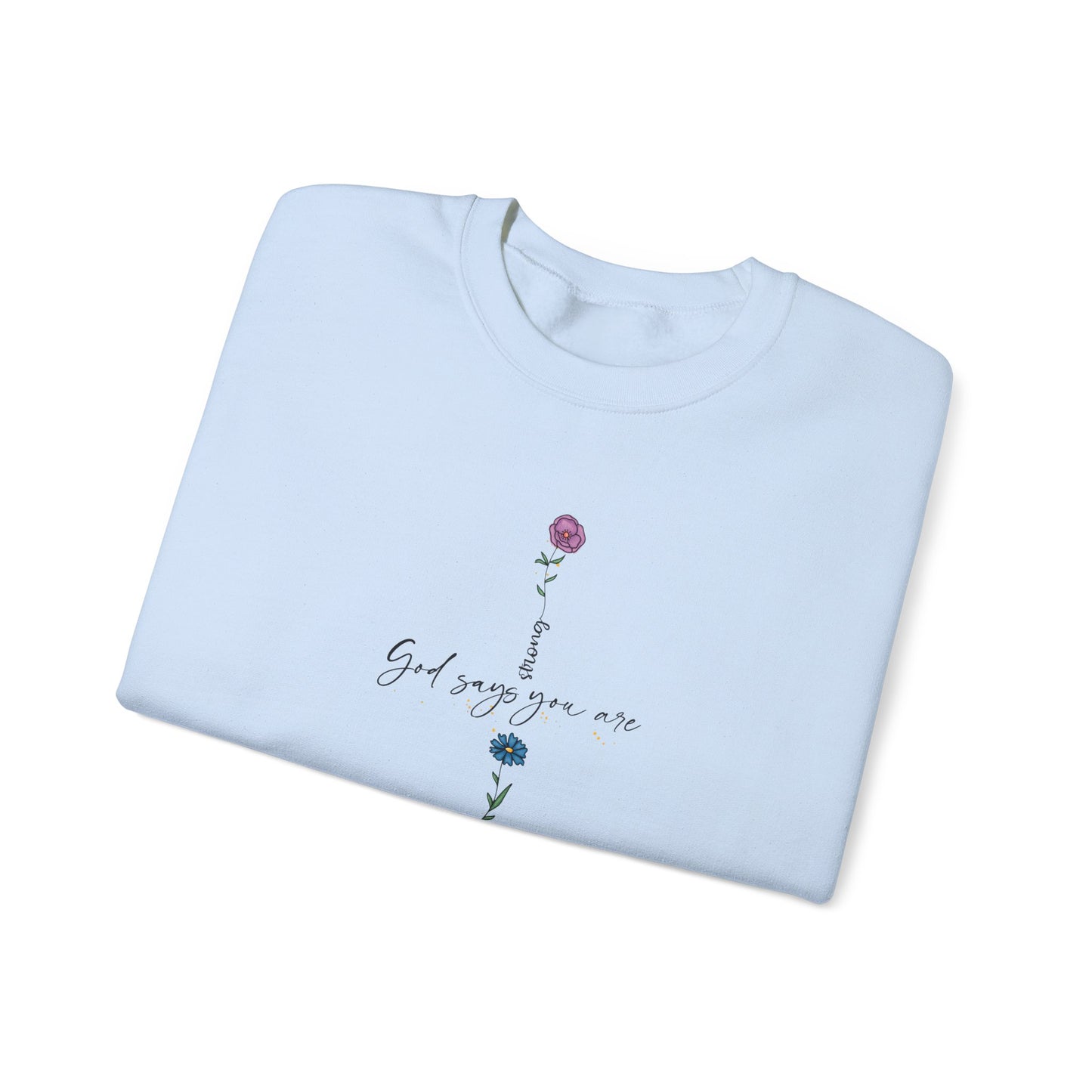 Cross Flowers Unisex Sweatshirt, Religious Lover Gift, Forgiveness Strength Shirt, Flower Buff Apparel, Unique Precious Sweater