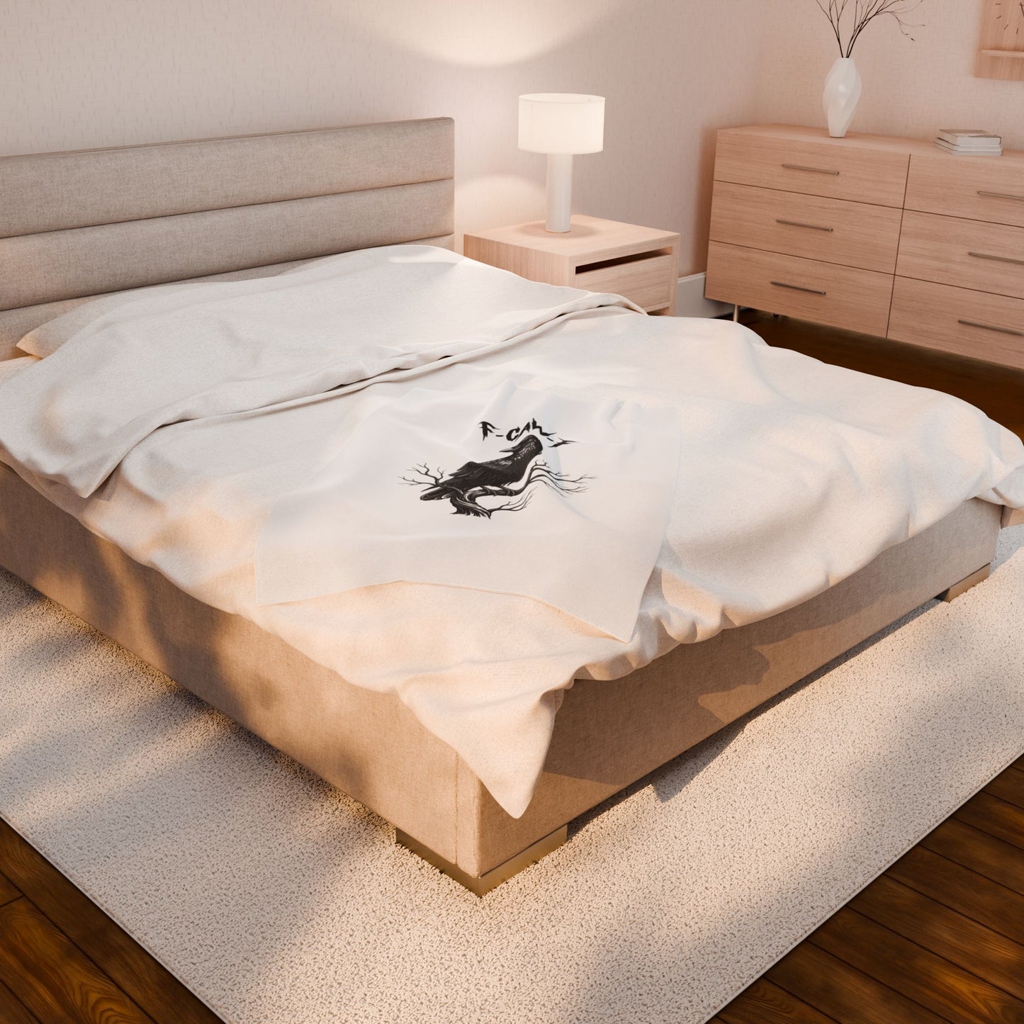 Cawing Raven Plush Blanket | Soft Throw for Cozy Nights, Home Decor, Gifts for Bird Lovers, Halloween Decor, Rustic Living