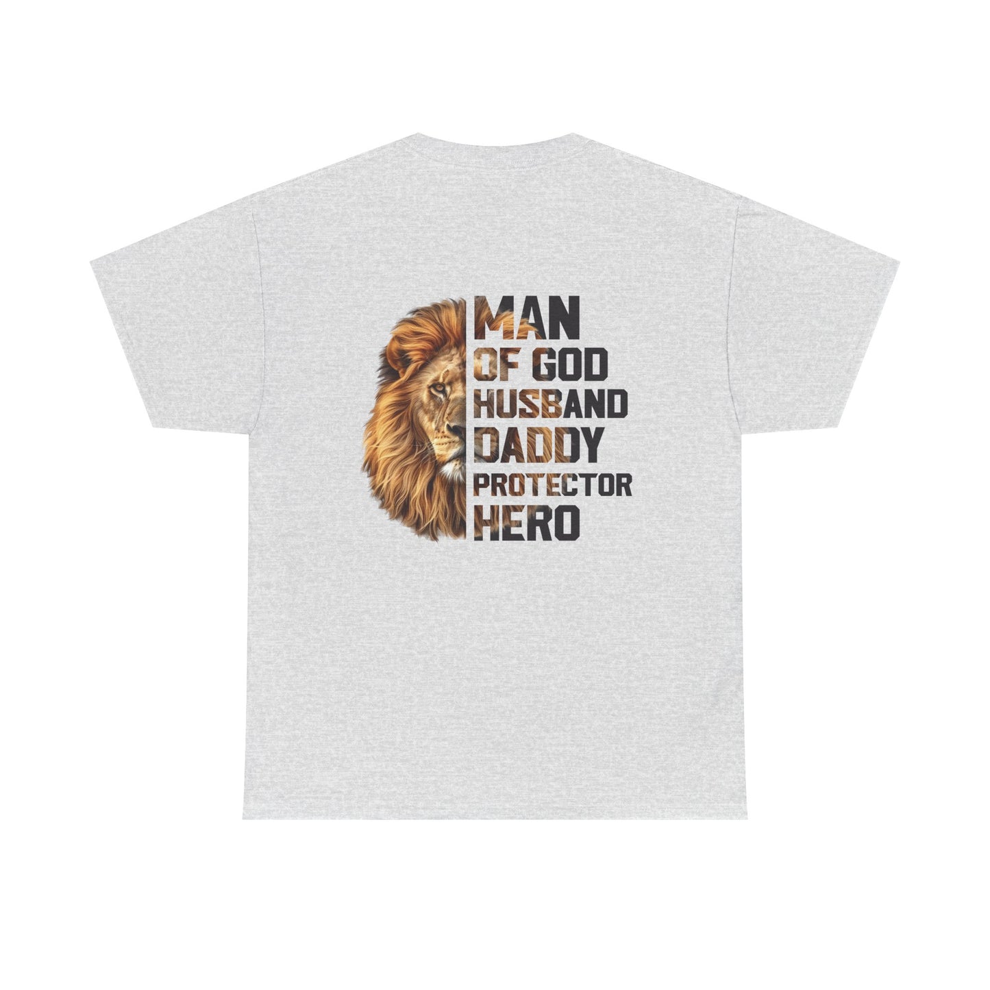 Lion Faith Husband Tee, Protector Shirt, Unisex Christian Tshirt, Daddy Tee, Man of God Top, Religious Gift, Lion Print Shirt, Faith Words