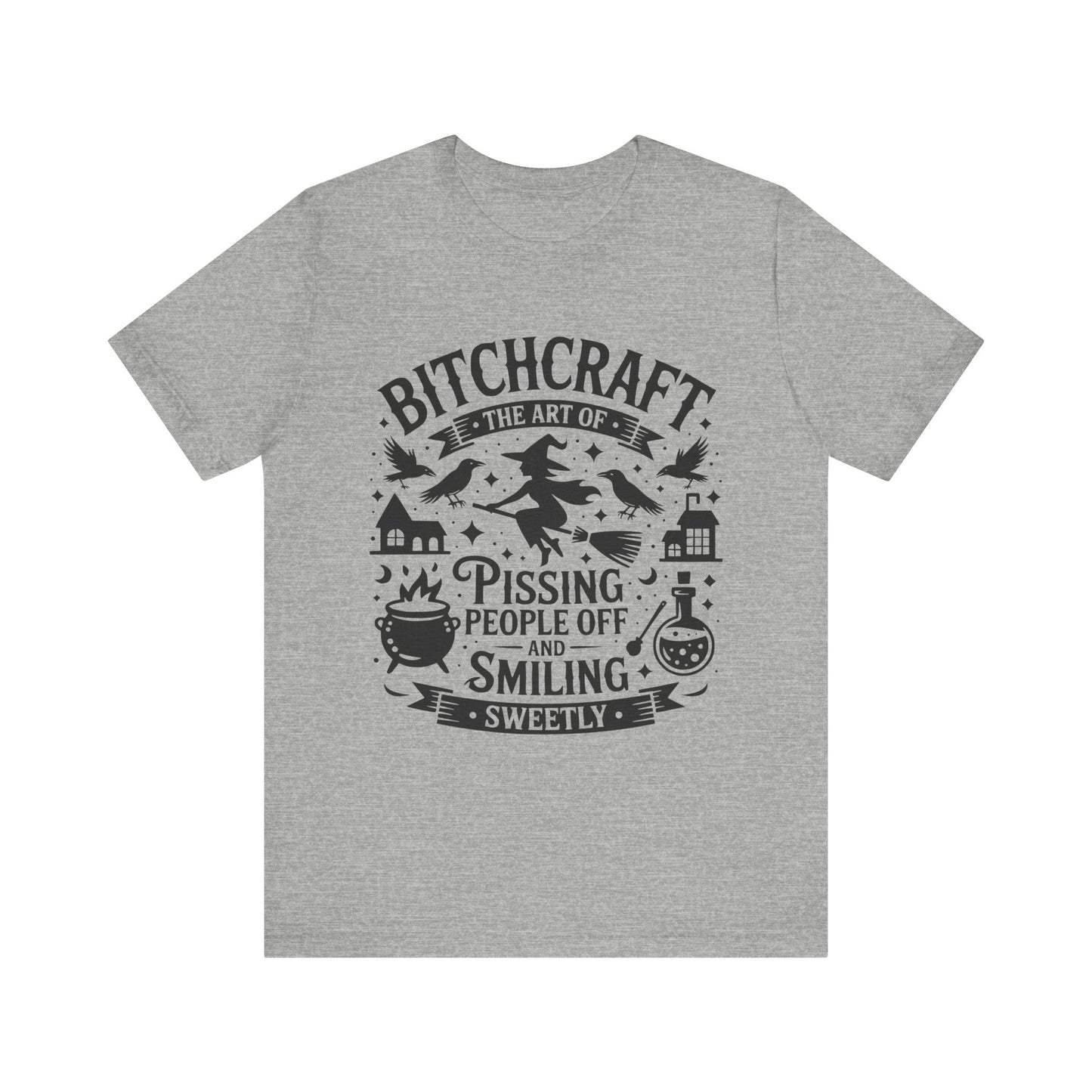 Witty Witchcraft Tee, Bitchcraft T-Shirt for Witches, Funny Short Sleeve Top, Gift for Halloween, Witchy Fashion