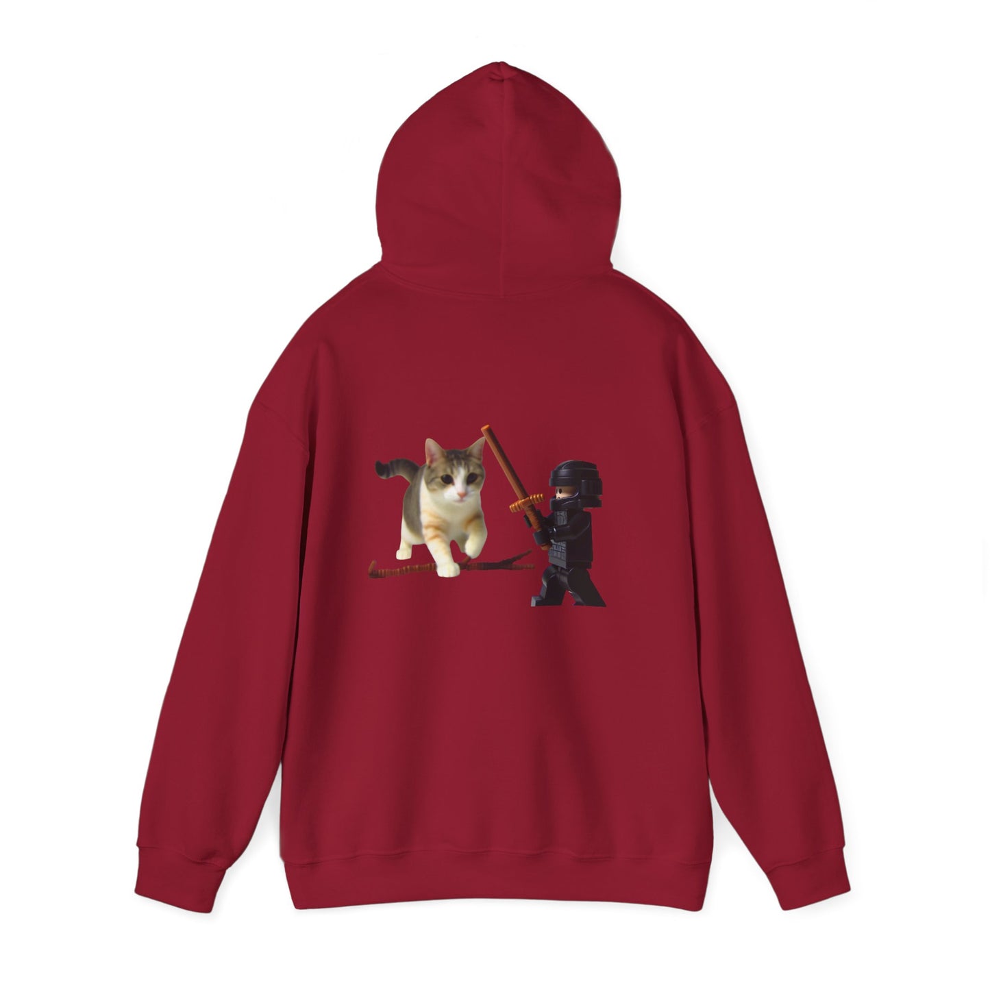 Hooded Sweatshirt - Lego Darth Vader Sword Fighting Giant Cat Design