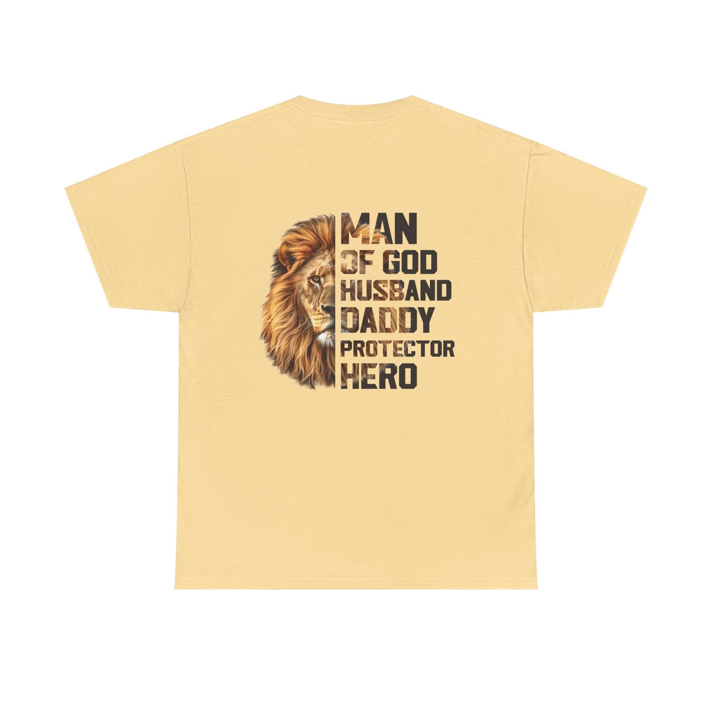 Lion Faith Husband Tee, Protector Shirt, Unisex Christian Tshirt, Daddy Tee, Man of God Top, Religious Gift, Lion Print Shirt, Faith Words