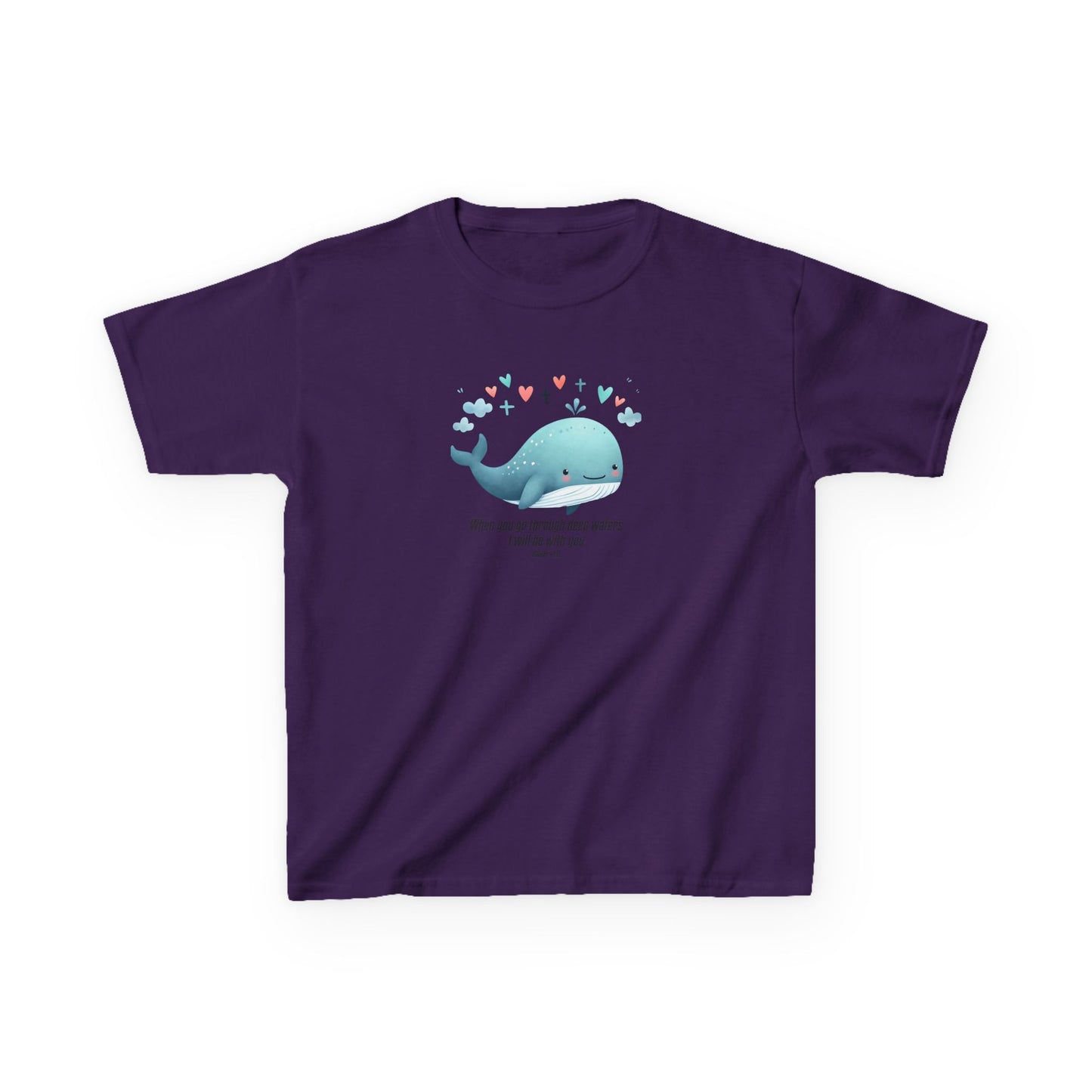 Whale-Themed Kids Heavy Cotton Tee - Cute, Fun T-Shirt, Perfect for Birthday Gifts, Summer Parties, Ocean Lovers, Kids' Apparel