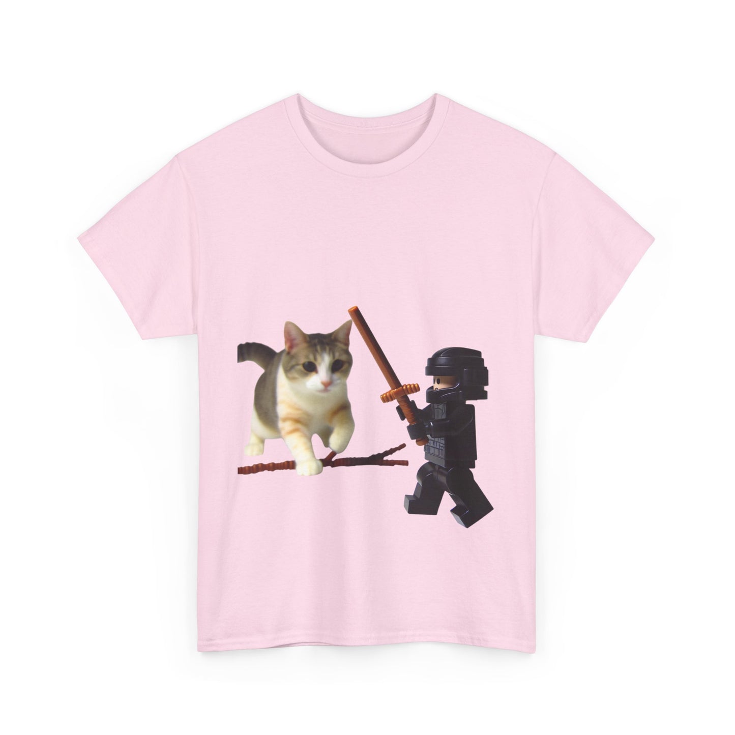 Lego Darth Vader Unisex Tee - Darth Vader Sword Fighting with Cat Design