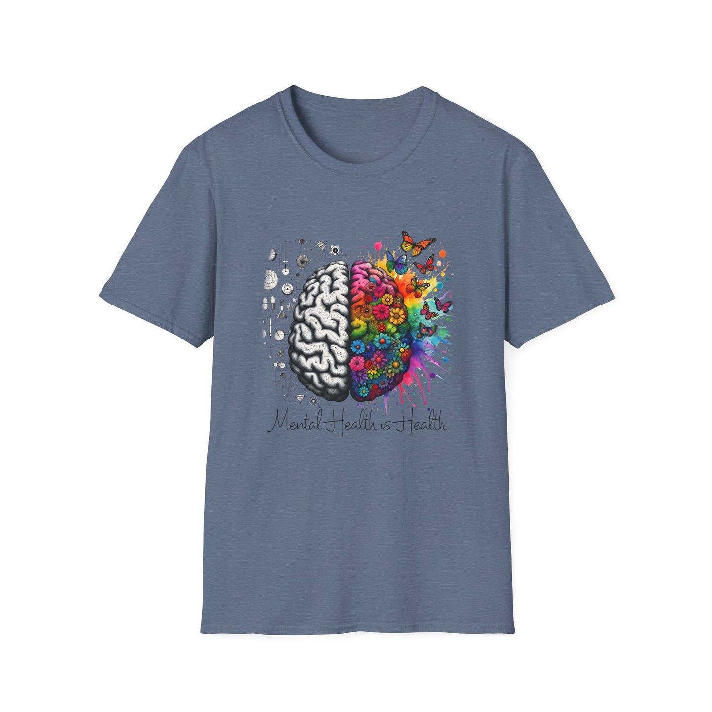 Mental Health is Health T-Shirt, Unisex Softstyle Tee, Positive Vibes, Mental Health Awareness, Gift for Friends, Self-Care Apparel,