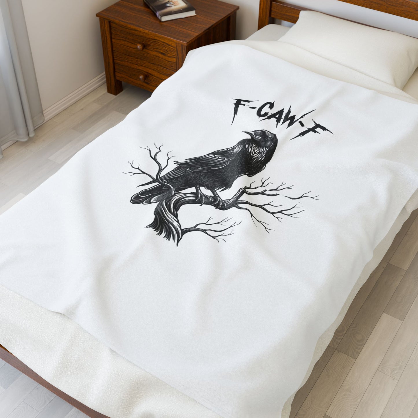Cawing Raven Plush Blanket | Soft Throw for Cozy Nights, Home Decor, Gifts for Bird Lovers, Halloween Decor, Rustic Living