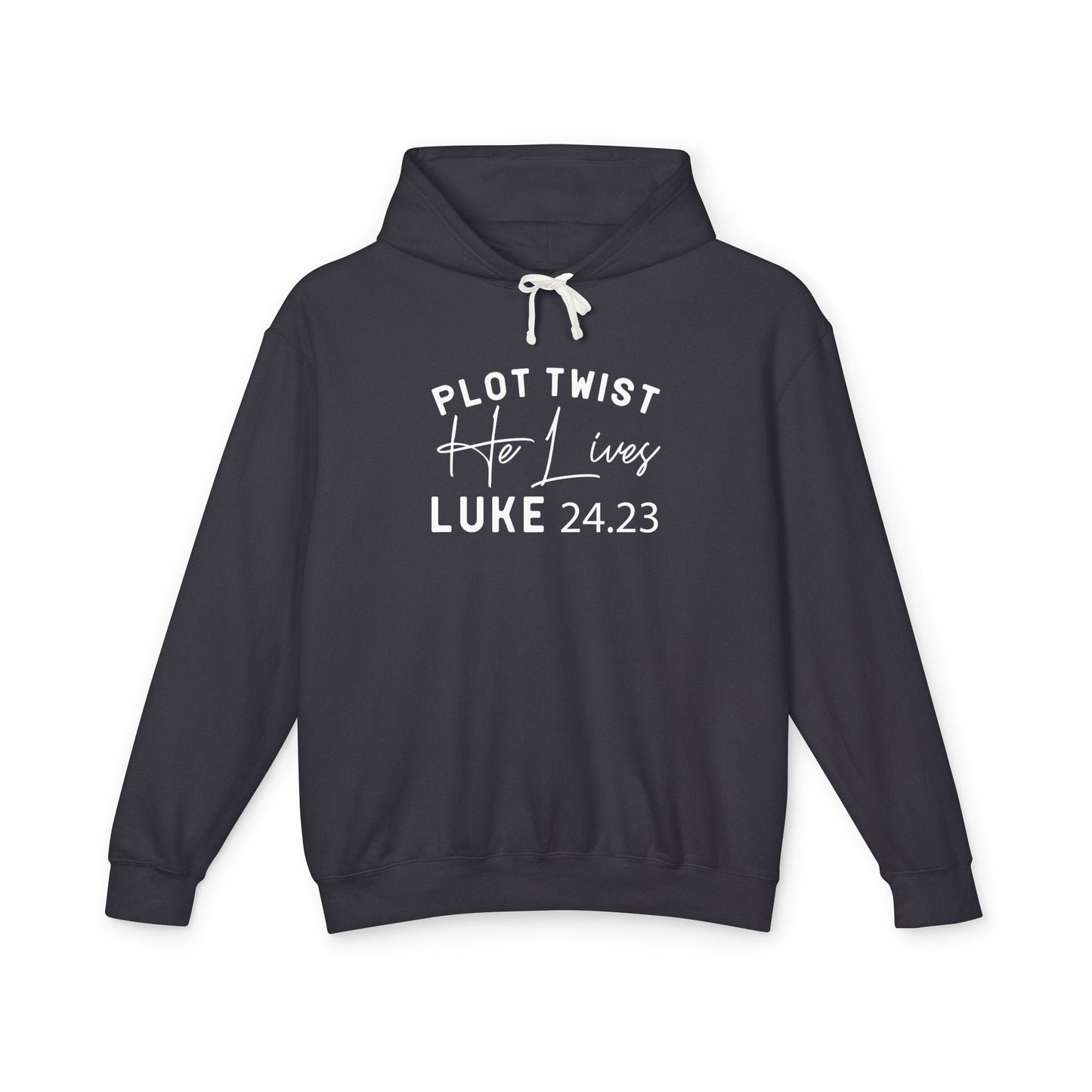 Religious Quotes Lightweight Hoodie, Plot Twist He Lives 24:13 Church Easter Sweatshirt, Unisex Hooded Sweatshirt for Christians, Religious