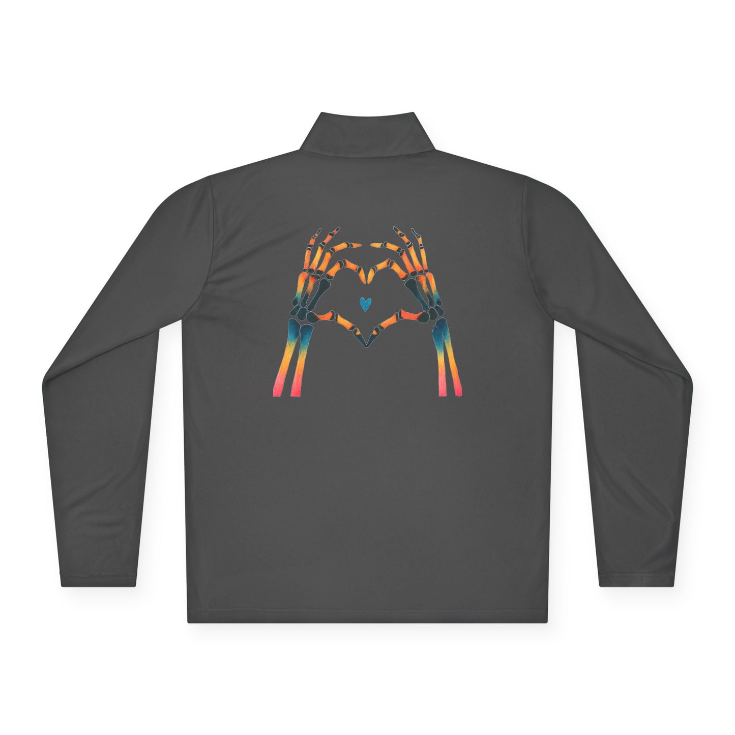 rainbow bones hands making heart shape. Simple Unisex Quarter-Zip Pullover