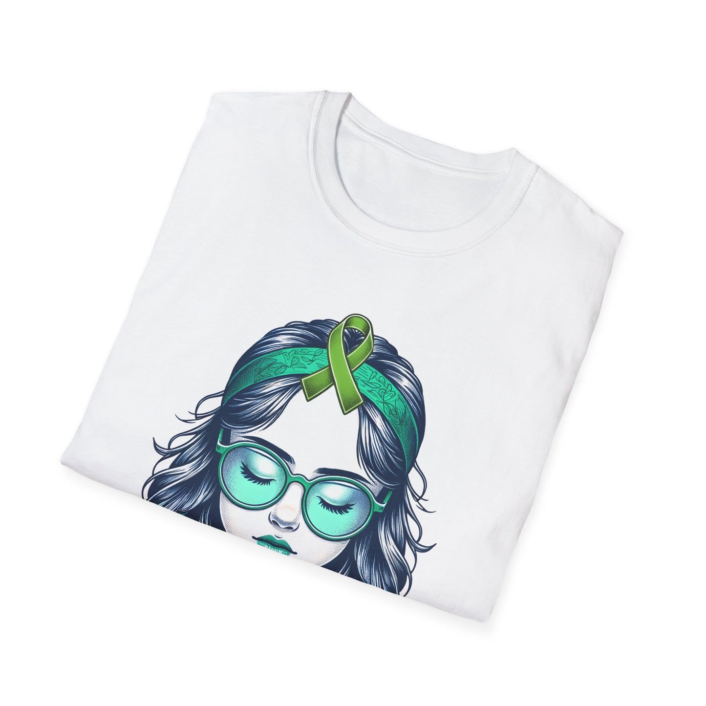 Empowered Green Hair T-Shirt | Unisex Softstyle Tee for Empowerment, Cancer Awareness, Mental Health Warrior