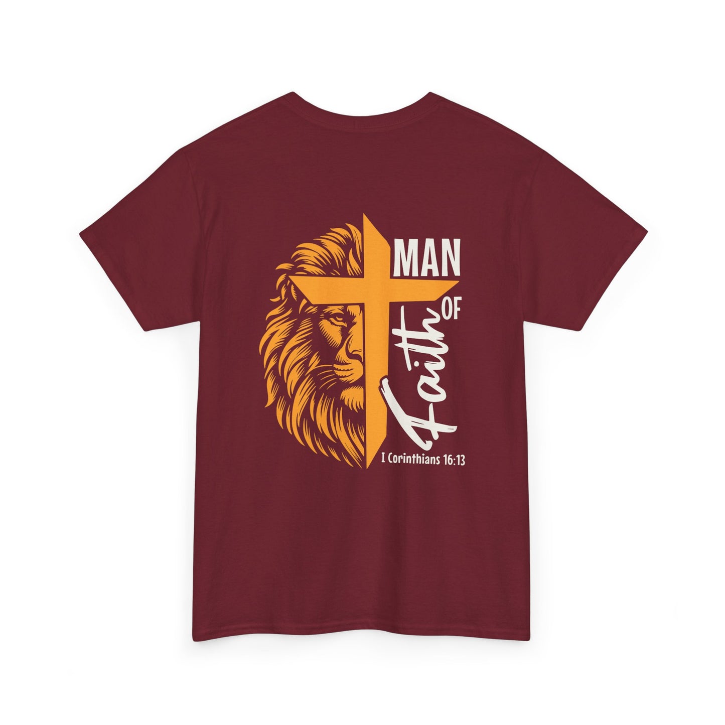 Faith-Inspired Unisex Heavy Cotton Tee, Christian Apparel, Lion and Cross Design, Gift for Him, Spiritual Wear, Everyday Comfort, Casual