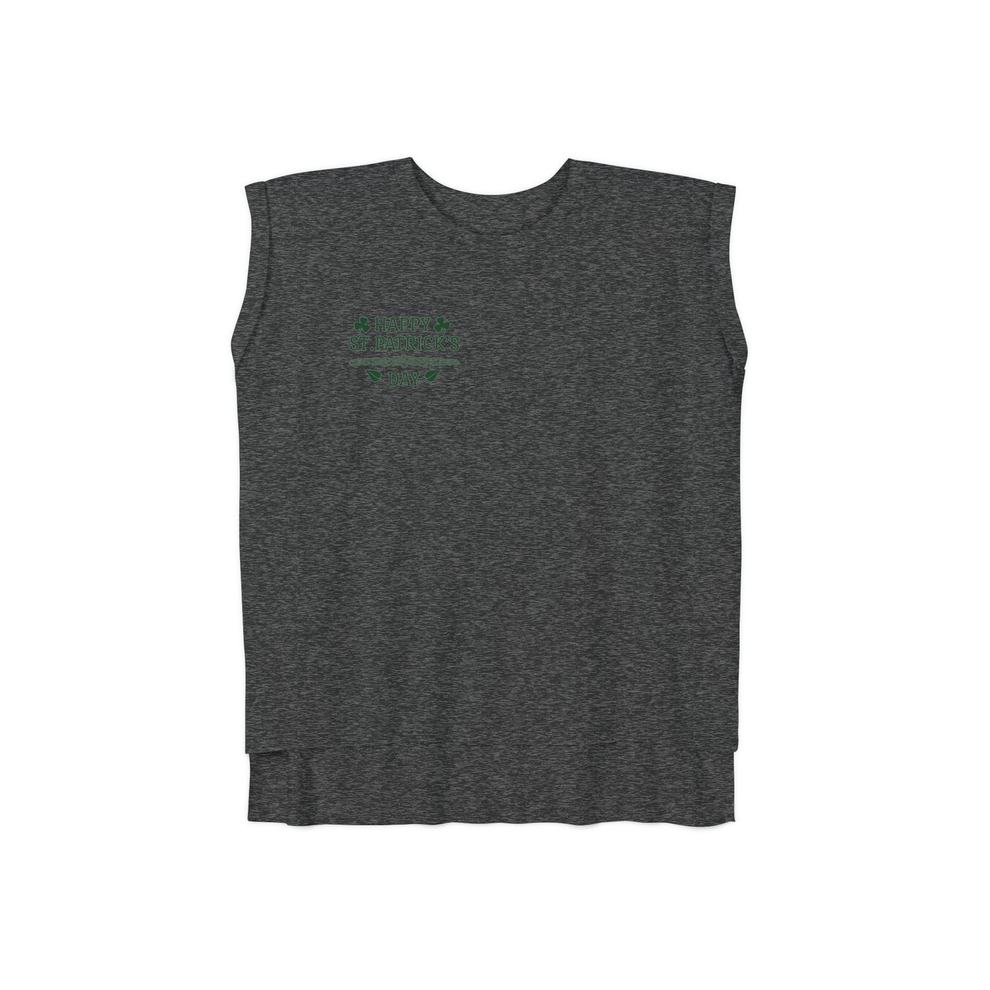 Camiseta musculosa con puños enrollados fluidos para mujer del Día de San Patricio