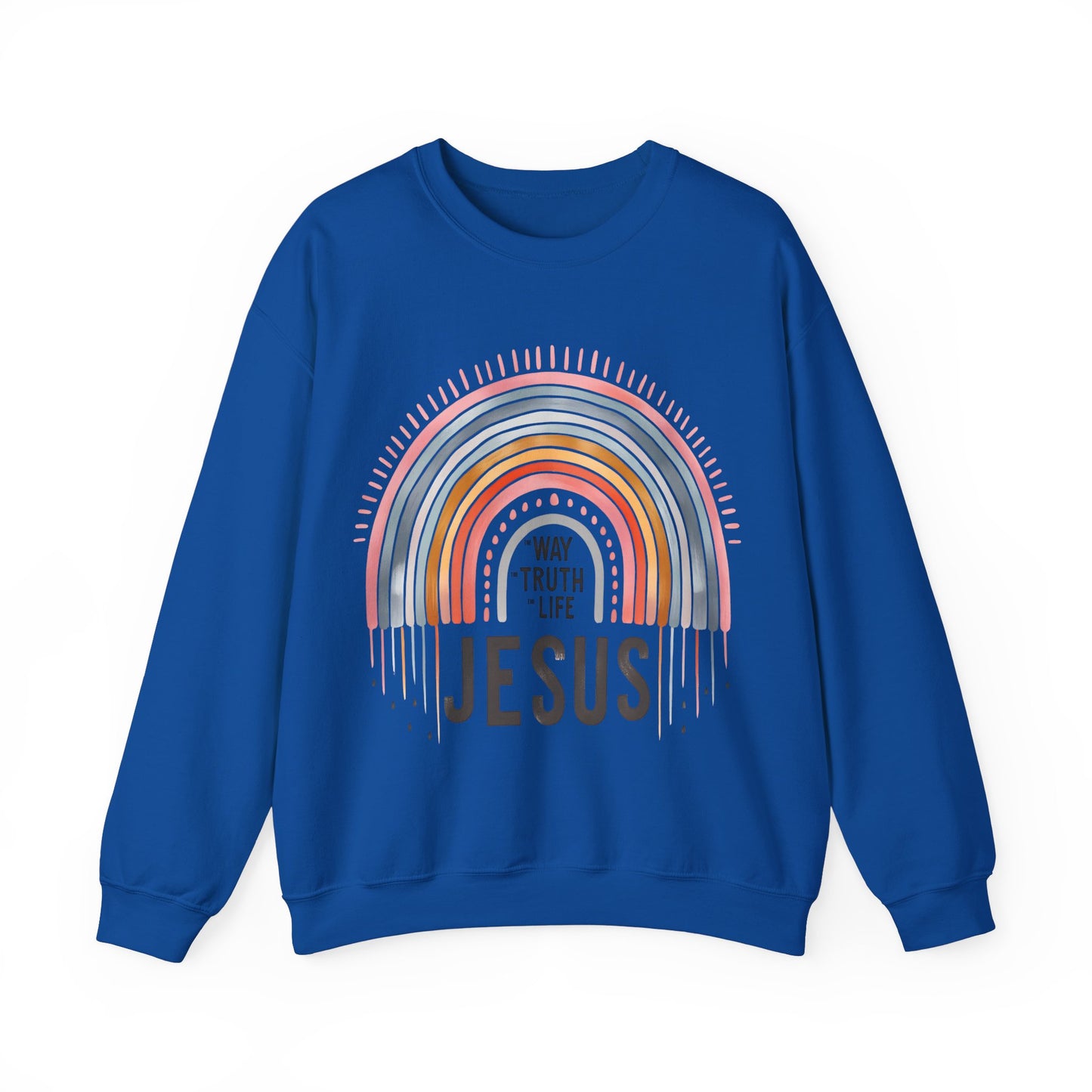 Jesus Rainbow Sweatshirt, Cozy Unisex Crewneck, Christian Apparel, Faith Sweatshirt, Gift for Believers, Inspirational Fashion