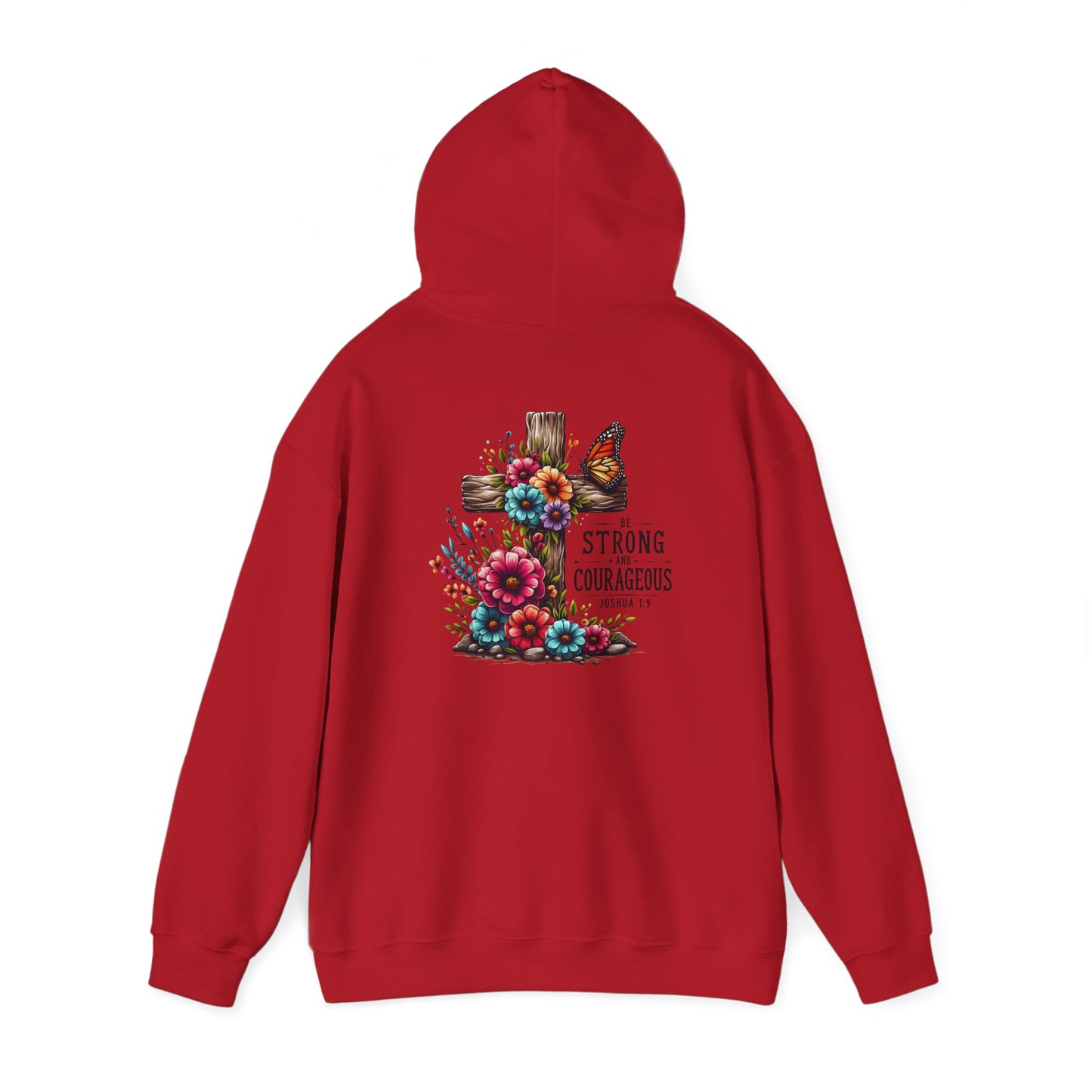 Christian Hooded Sweatshirt 'Strong and Courageous Proverbs'