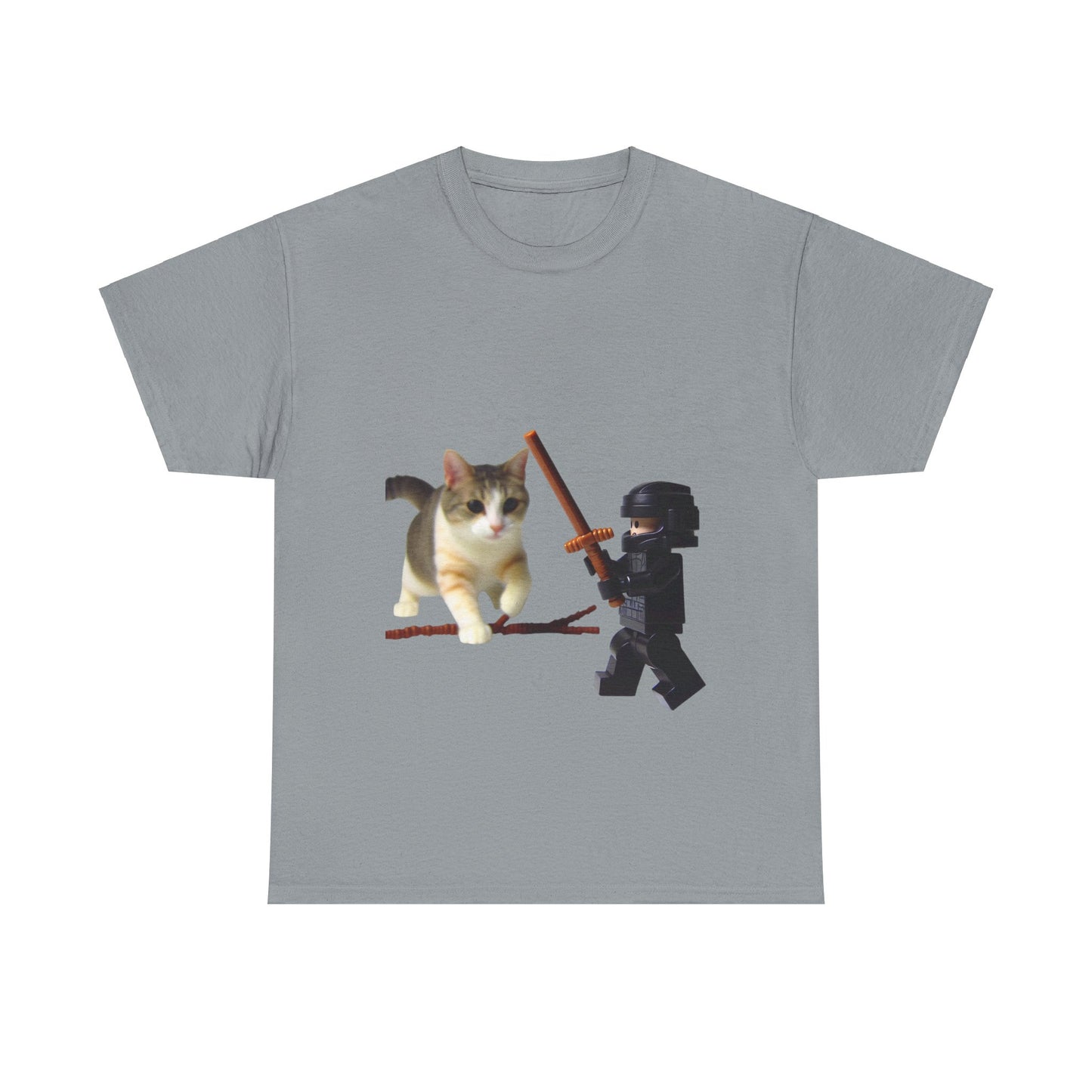 Lego Darth Vader Unisex Tee - Darth Vader Sword Fighting with Cat Design