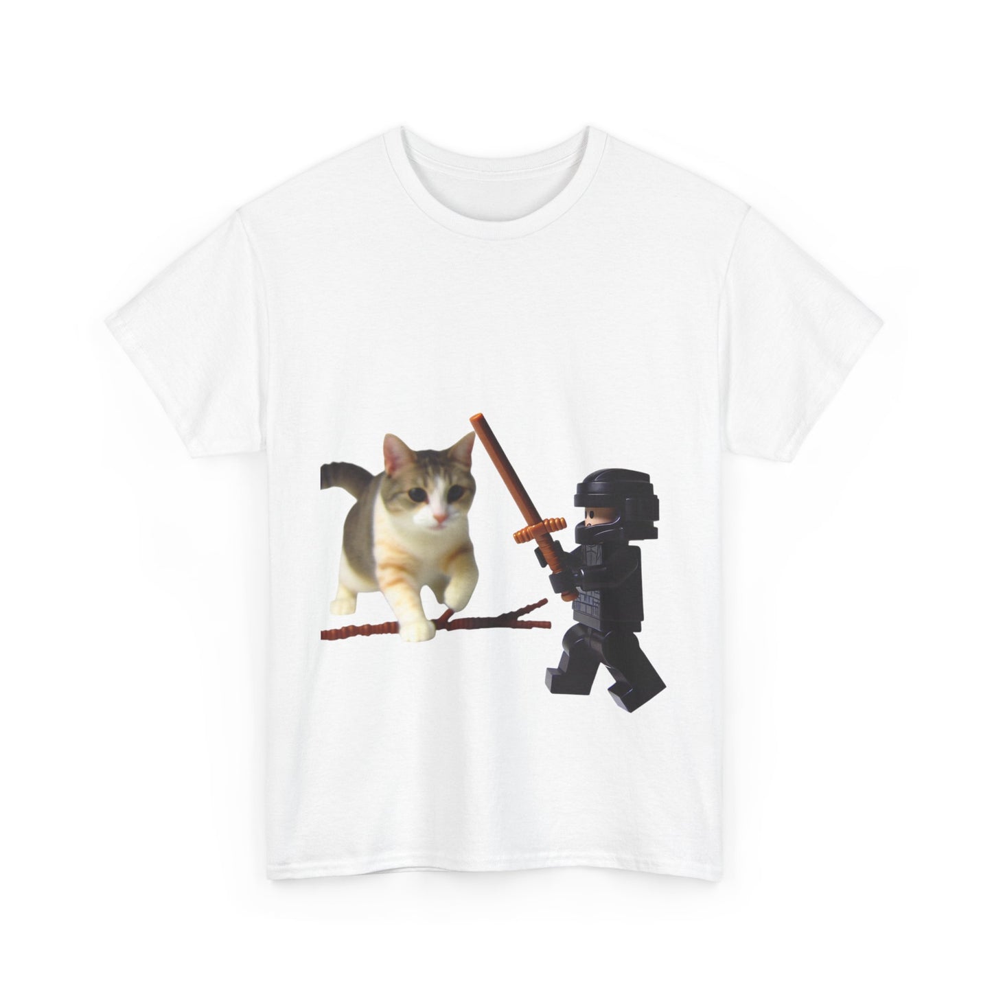 Lego Darth Vader Unisex Tee - Darth Vader Sword Fighting with Cat Design