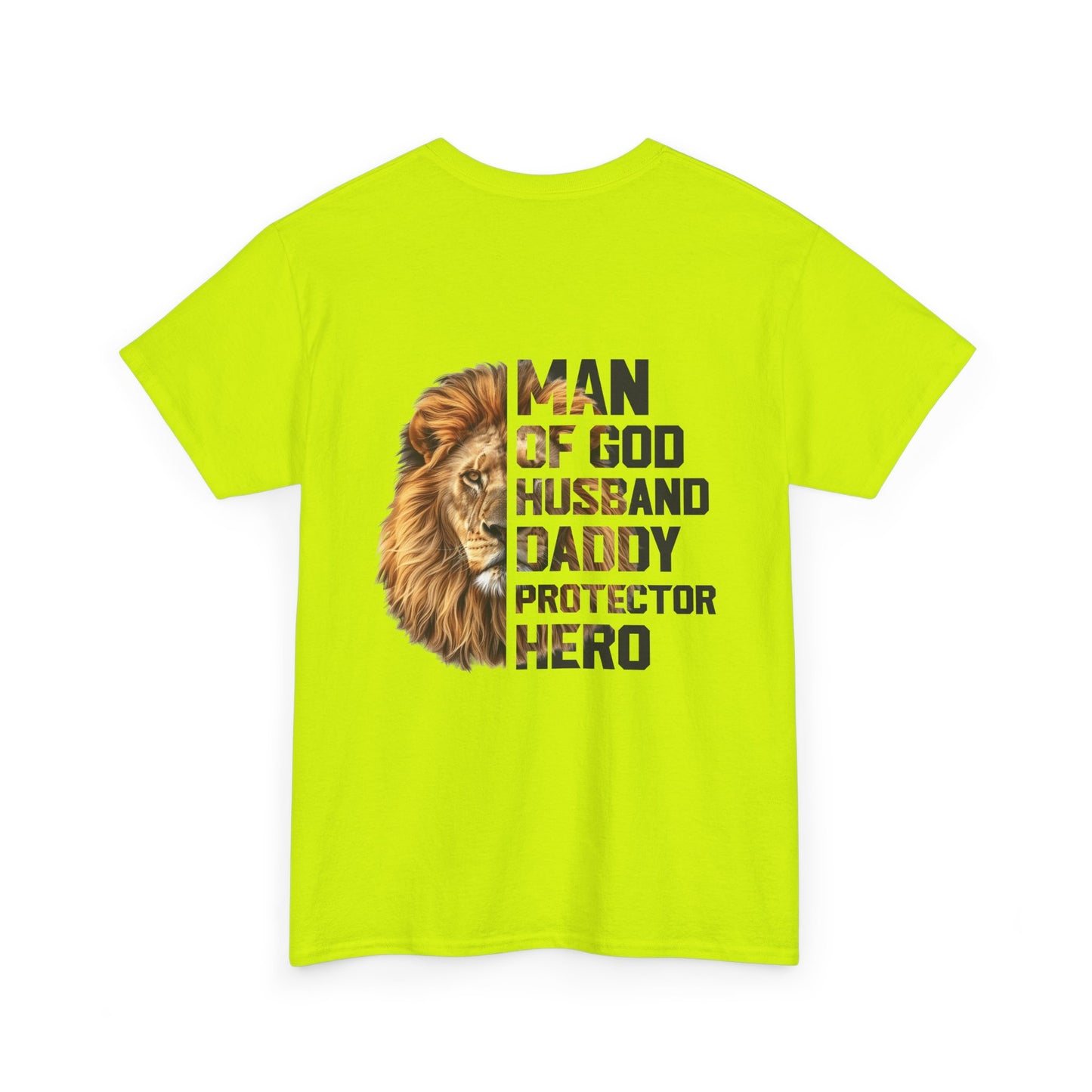 Lion Faith Husband Tee, Protector Shirt, Unisex Christian Tshirt, Daddy Tee, Man of God Top, Religious Gift, Lion Print Shirt, Faith Words