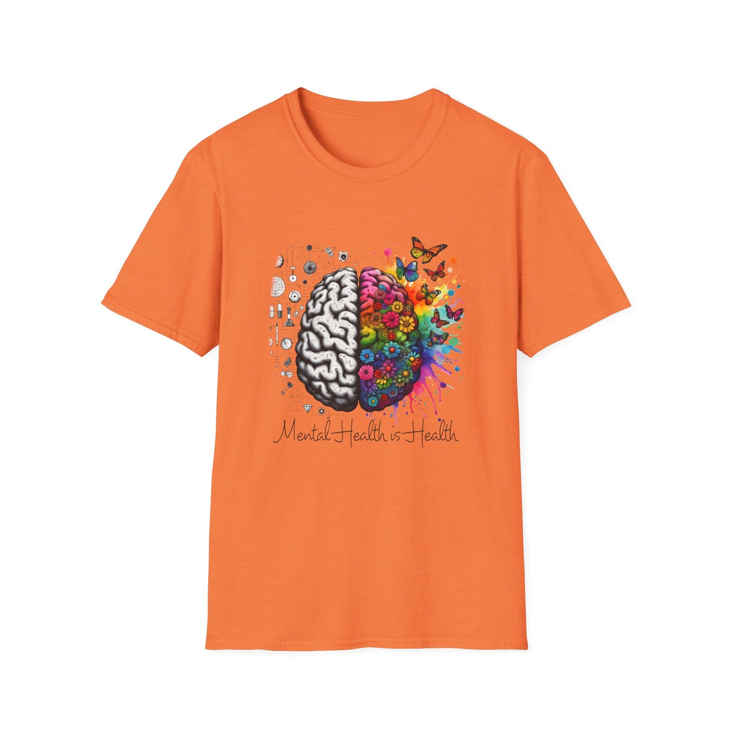 Mental Health is Health T-Shirt, Unisex Softstyle Tee, Positive Vibes, Mental Health Awareness, Gift for Friends, Self-Care Apparel,