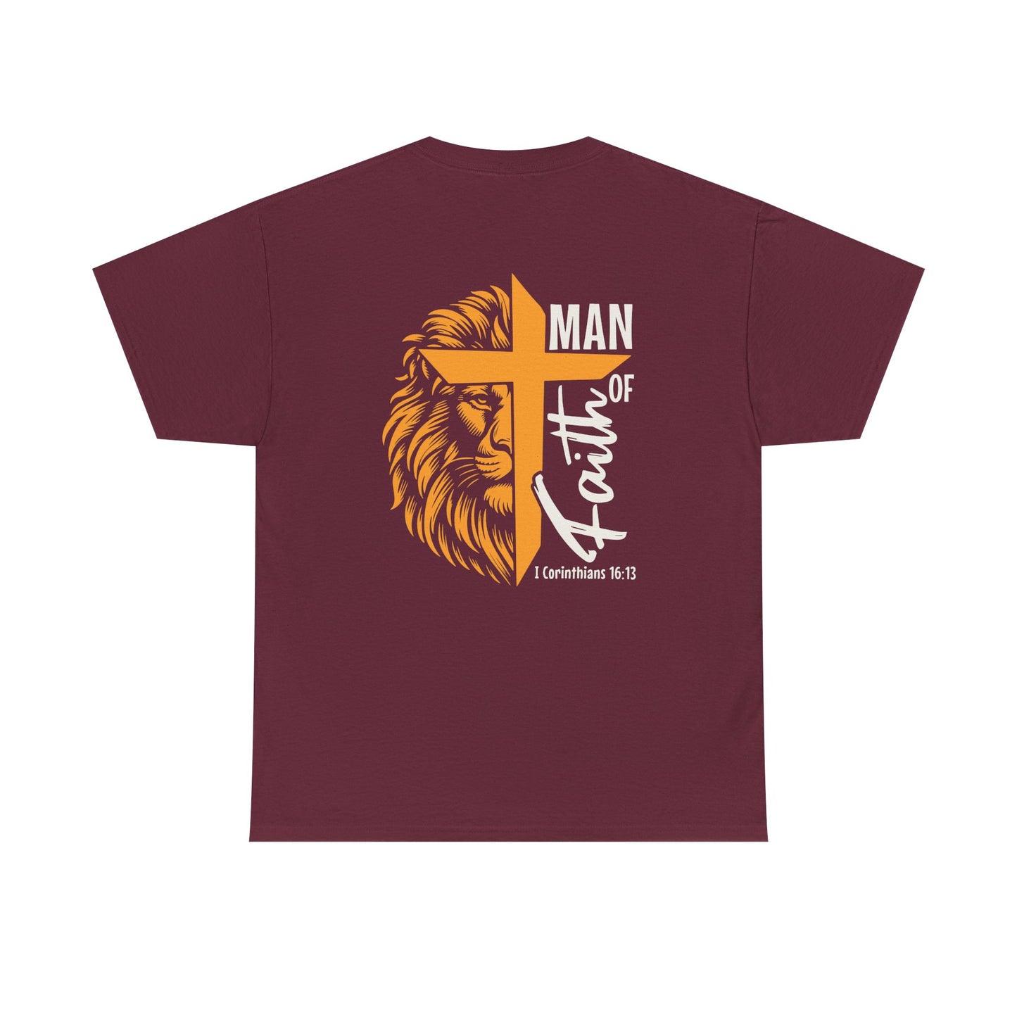Faith-Inspired Unisex Heavy Cotton Tee, Christian Apparel, Lion and Cross Design, Gift for Him, Spiritual Wear, Everyday Comfort, Casual