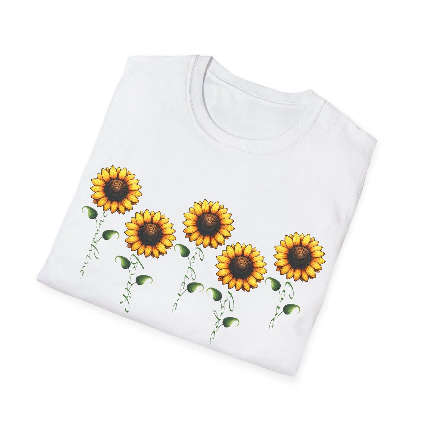 Sunflower Garden Unisex Softstyle T-Shirt, Floral Tee, Nature Lover Gift, Summer Apparel, Boho Aesthetic
