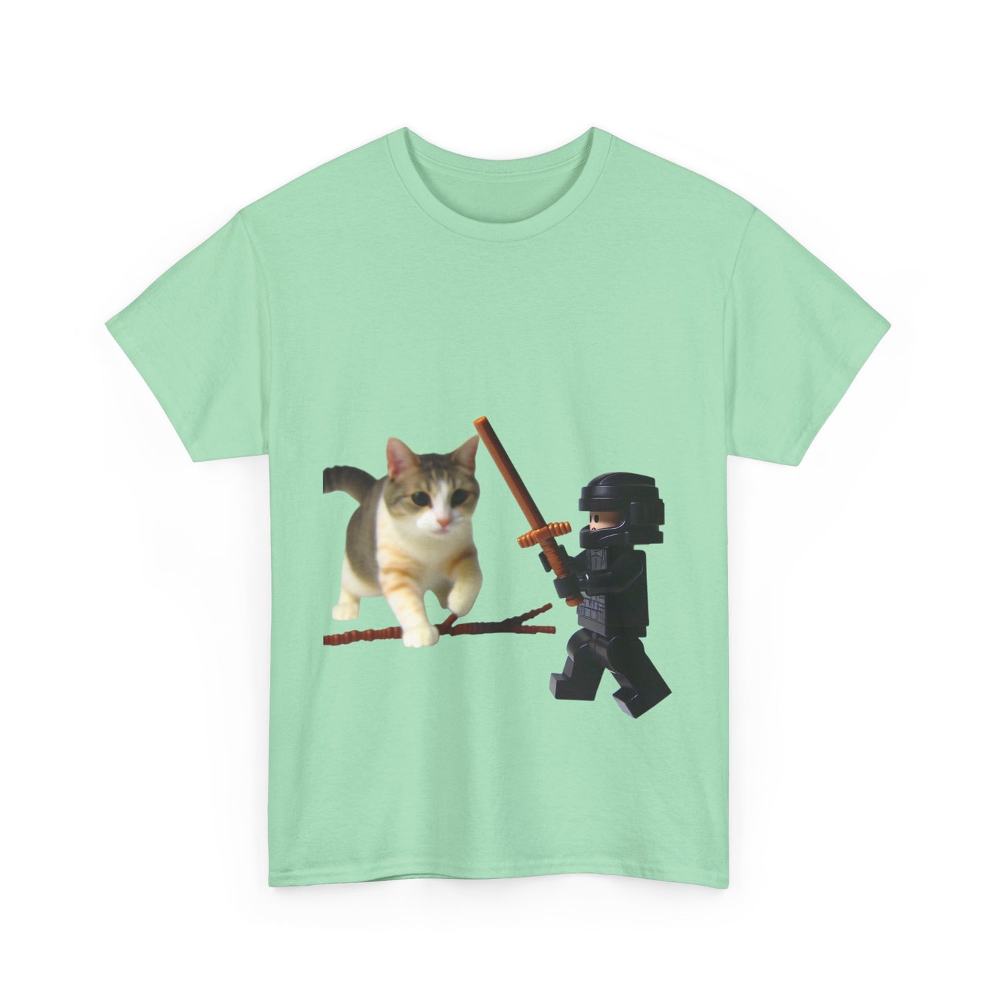Lego Darth Vader Unisex Tee - Darth Vader Sword Fighting with Cat Design
