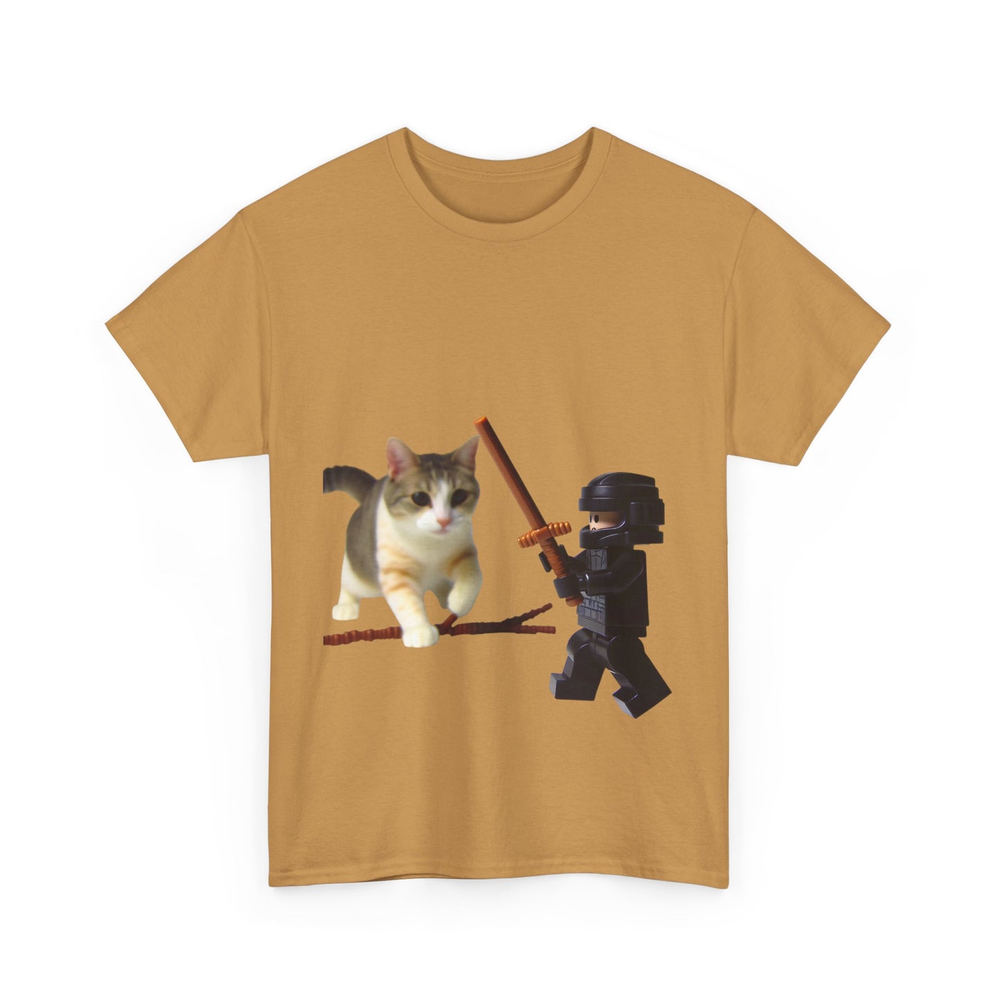 Lego Darth Vader Unisex Tee - Darth Vader Sword Fighting with Cat Design