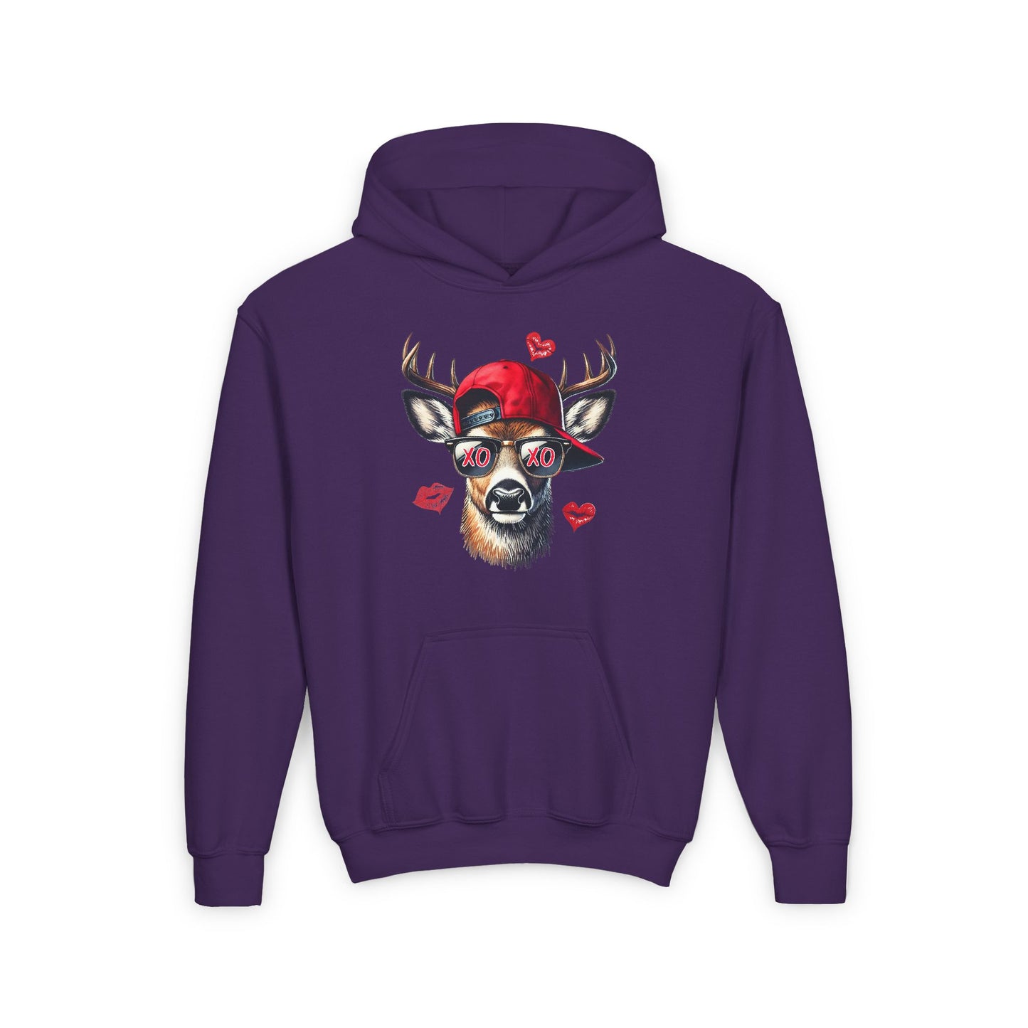 Hooded Sweatshirt - Buck Head with Sunglasses and XO XO Design