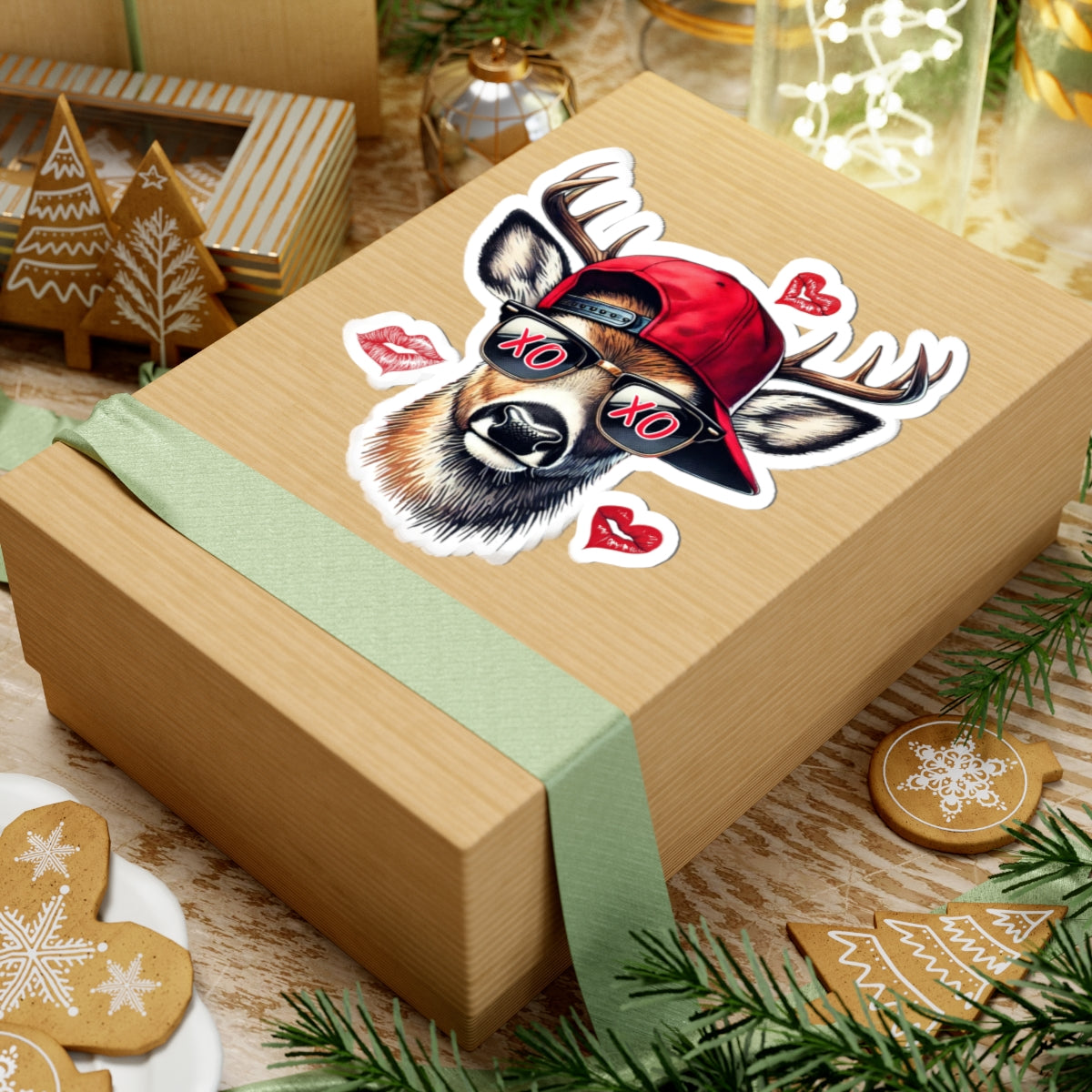 Sticker Sheet - Cool Buck Head with Sunglasses and Red XO XO Design