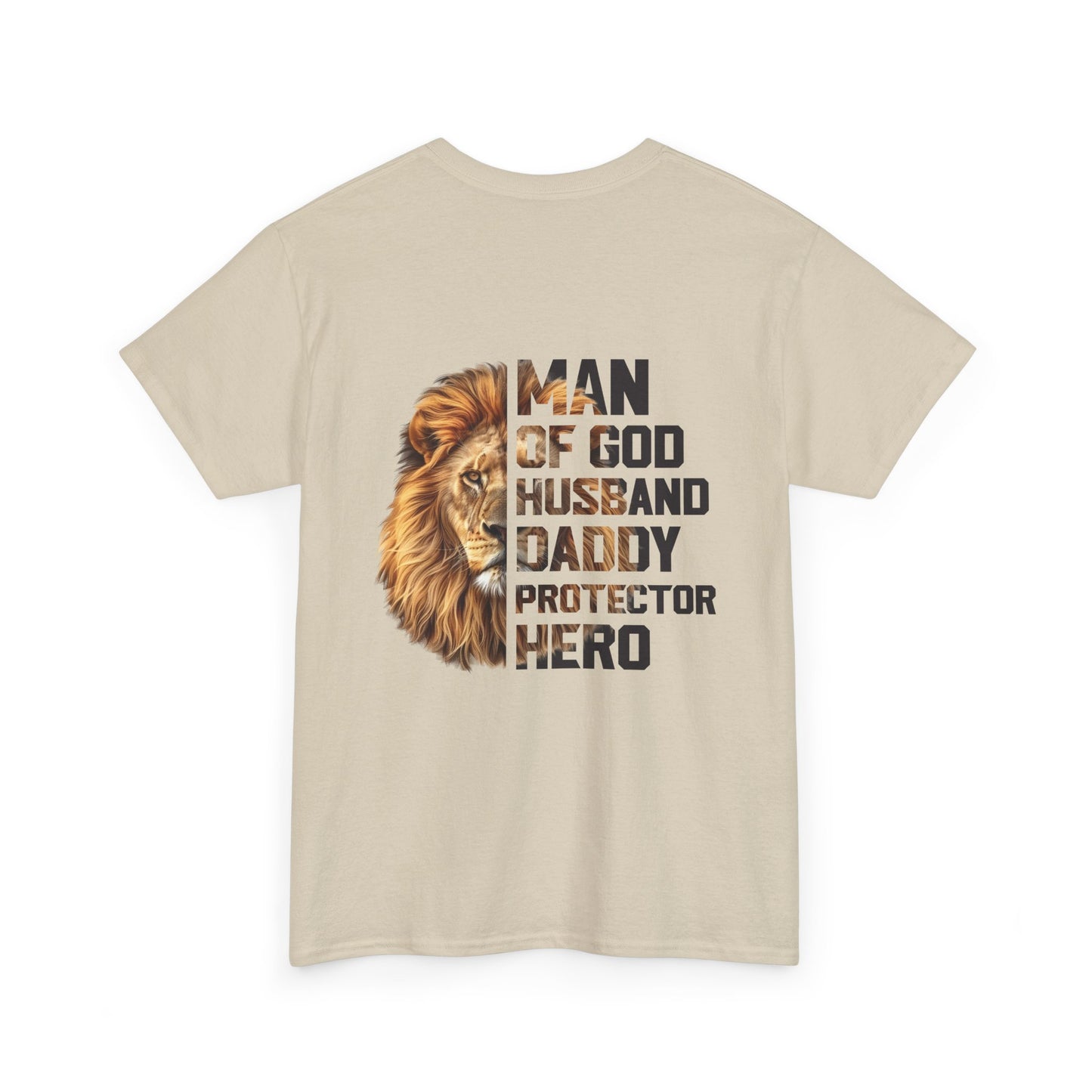Lion Faith Husband Tee, Protector Shirt, Unisex Christian Tshirt, Daddy Tee, Man of God Top, Religious Gift, Lion Print Shirt, Faith Words