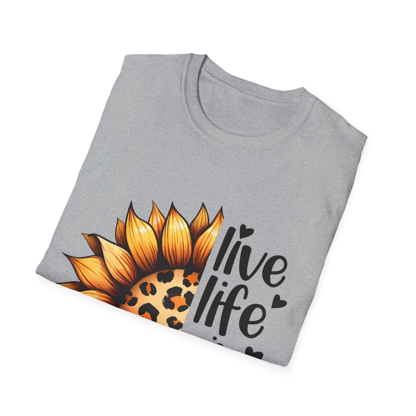 Live Life in Full Bloom Sunflower Tee, Unisex Softstyle T-Shirt, Floral Graphic Shirt, Gift for Nature Lovers, Spring/Summer Fashion,