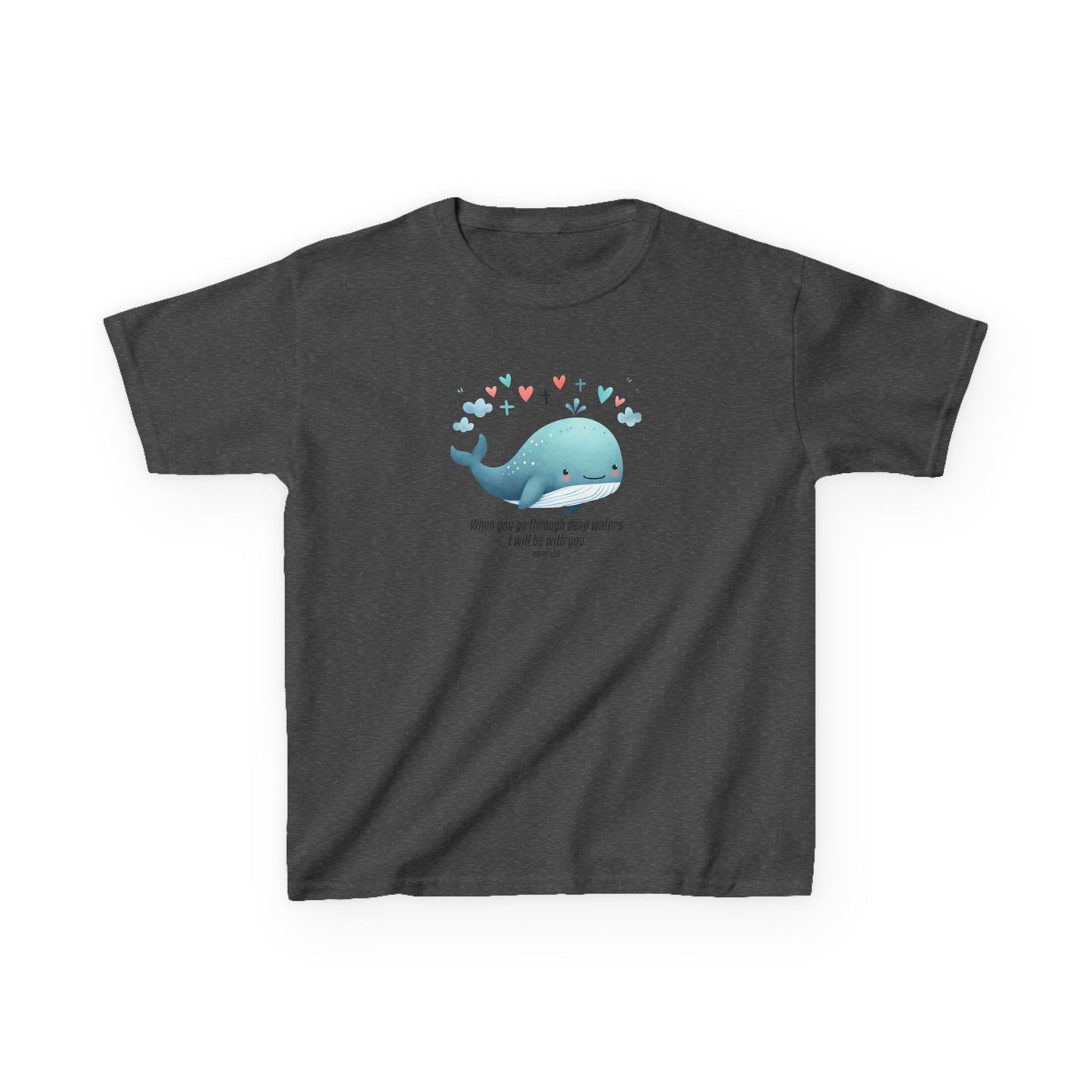 Whale-Themed Kids Heavy Cotton Tee - Cute, Fun T-Shirt, Perfect for Birthday Gifts, Summer Parties, Ocean Lovers, Kids' Apparel