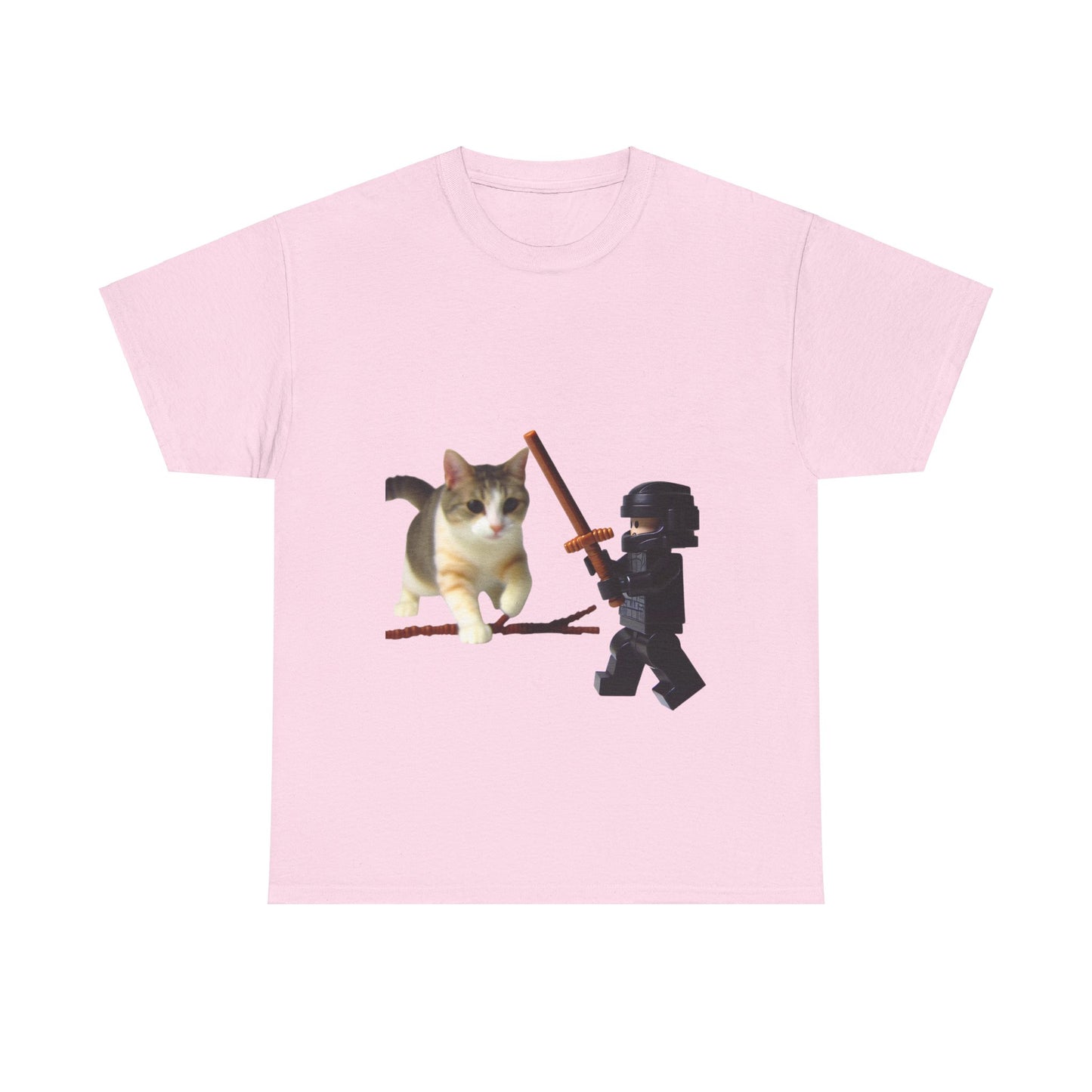 Lego Darth Vader Unisex Tee - Darth Vader Sword Fighting with Cat Design