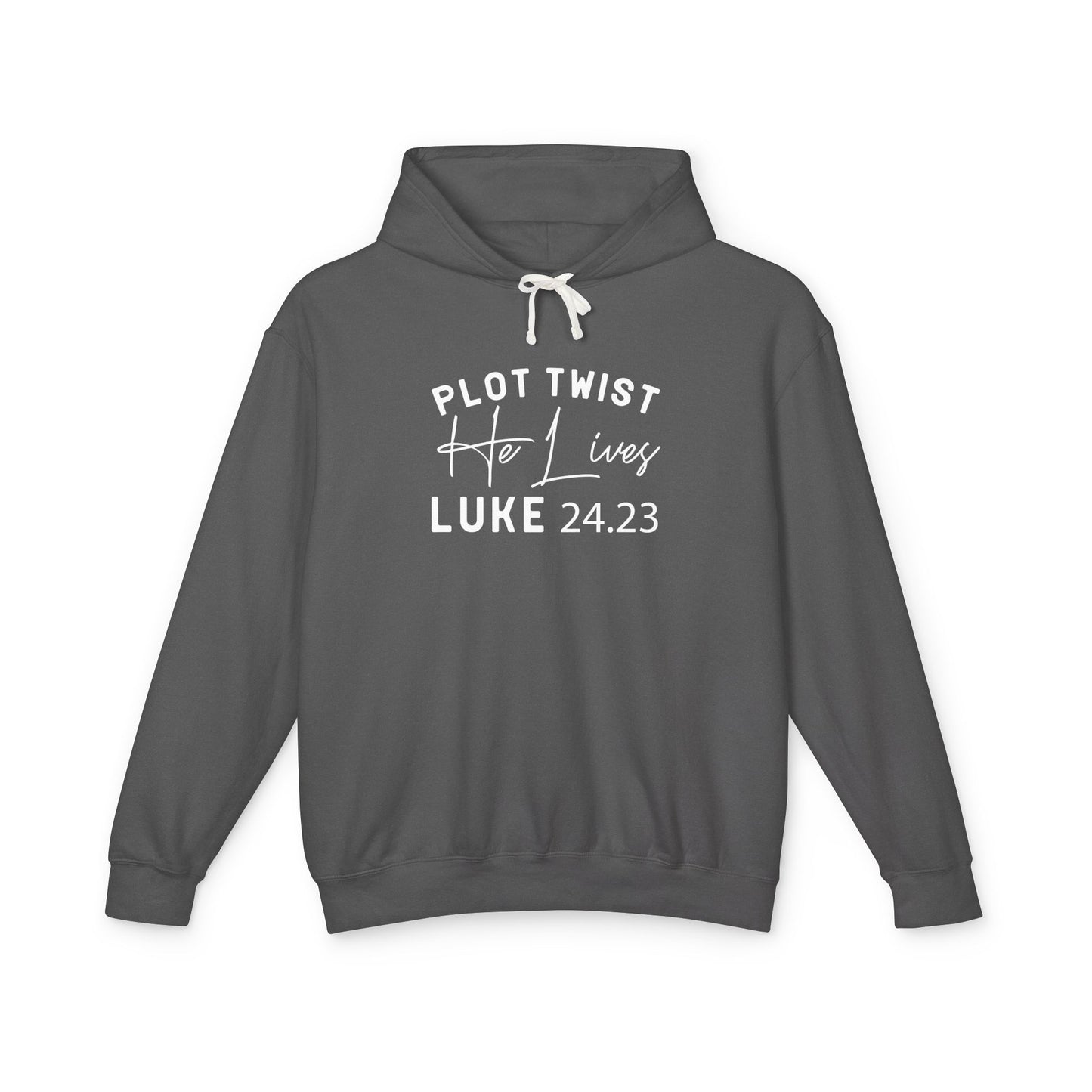 Religious Quotes Lightweight Hoodie, Plot Twist He Lives 24:13 Church Easter Sweatshirt, Unisex Hooded Sweatshirt for Christians, Religious