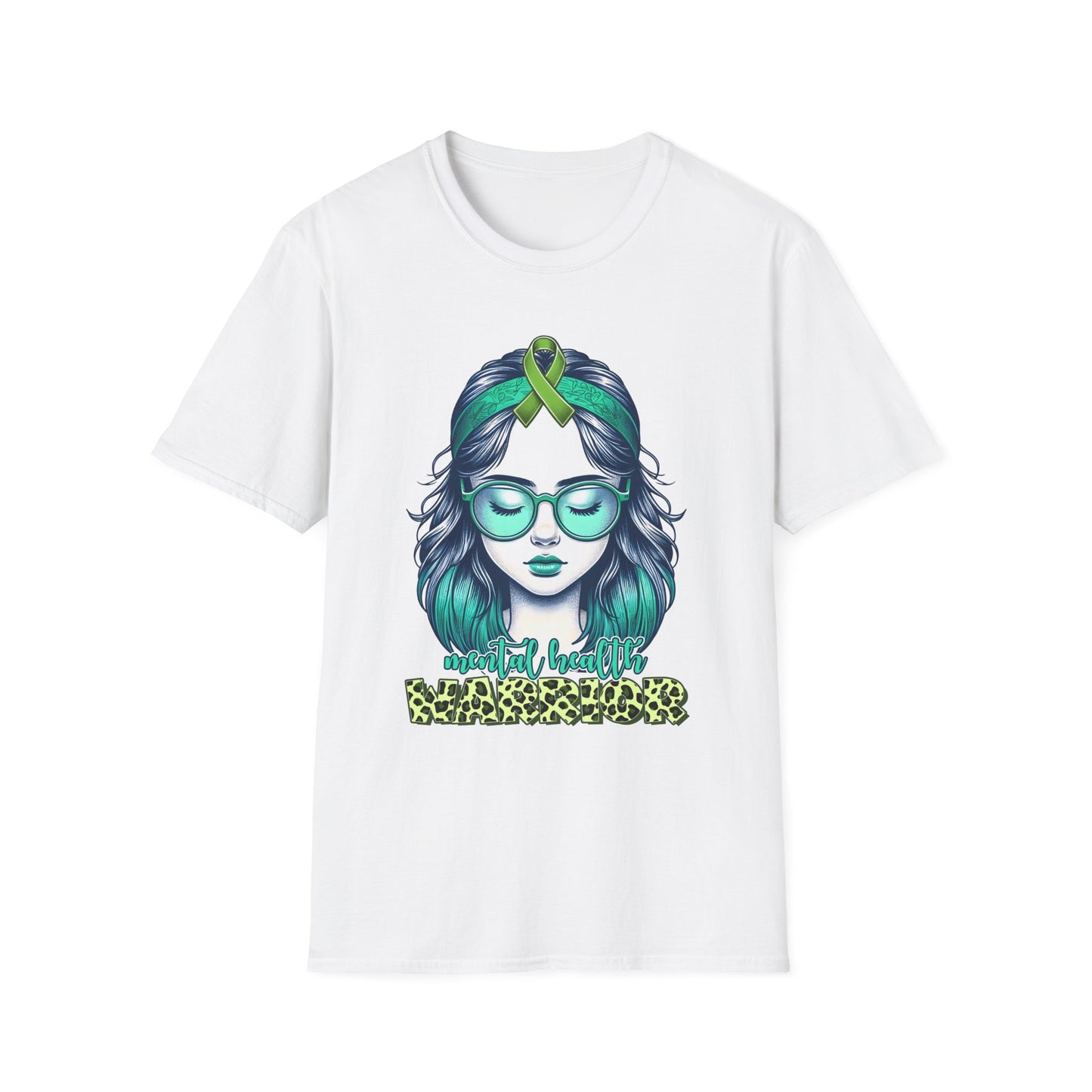 Empowered Green Hair T-Shirt | Unisex Softstyle Tee for Empowerment, Cancer Awareness, Mental Health Warrior