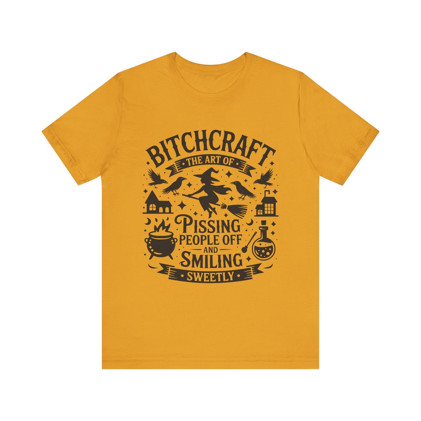 Witty Witchcraft Tee, Bitchcraft T-Shirt for Witches, Funny Short Sleeve Top, Gift for Halloween, Witchy Fashion